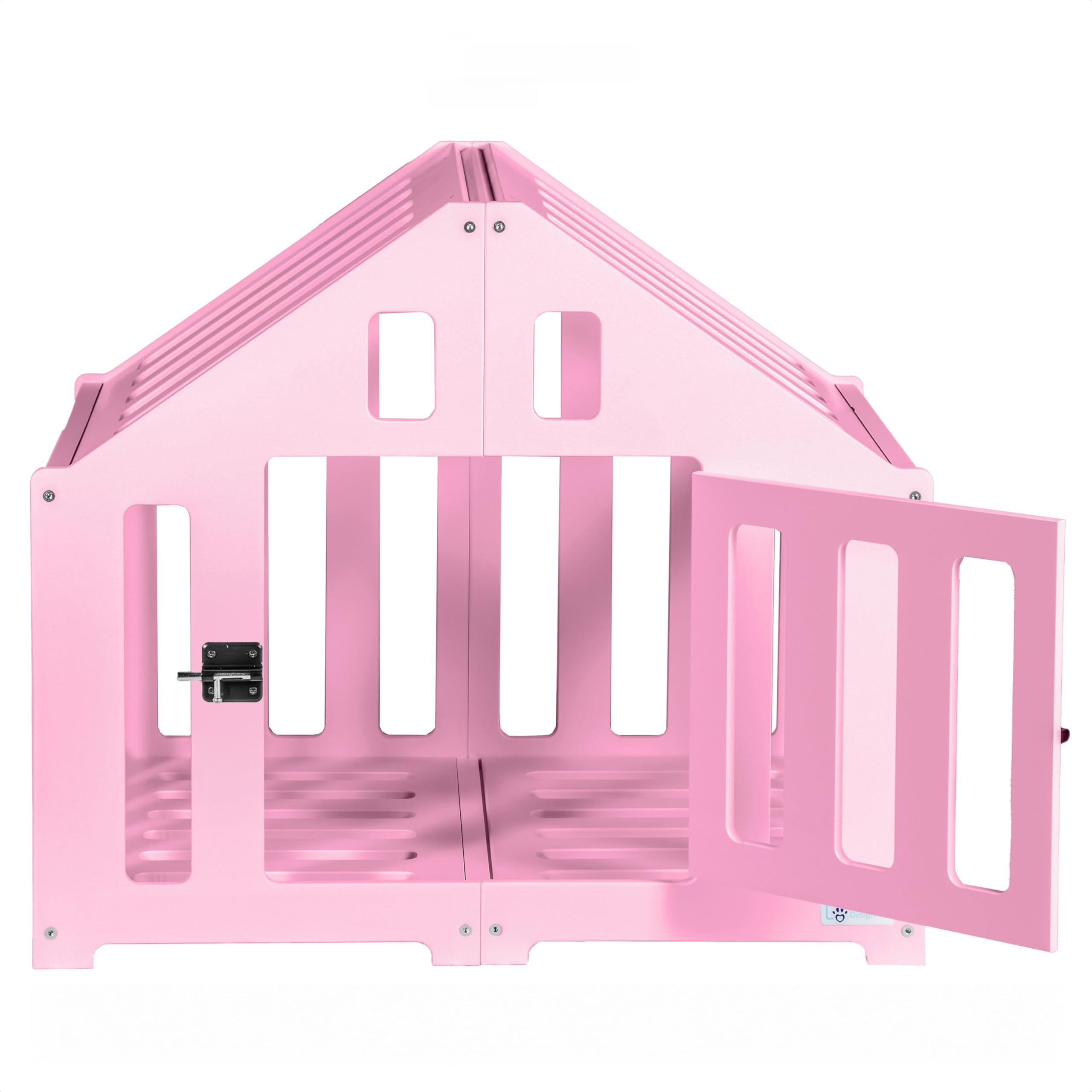 Hundehütte aus Holz, Hundekäfig Verschließbar, Tierhaus, Hundelaufstall, Hundehaus, Haustierbox, Hund, Katze, Indoor, Rosa