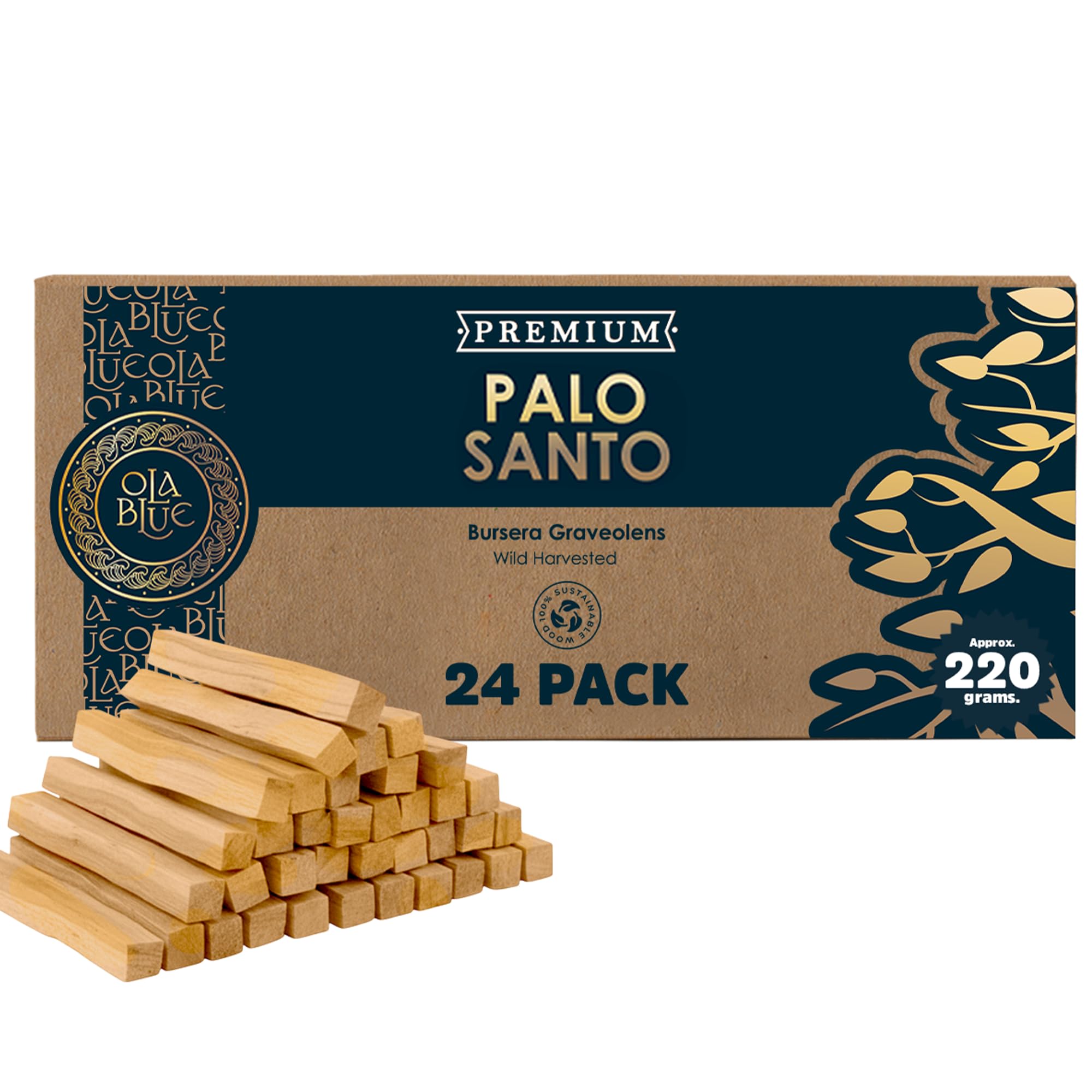 Ola Blue Palo Santo Smudging Sticks (Approx. 240 Grams | 8 Oz) from Peru Premium High-Resin Hand Picked Palo Santo Sticks - Ethically Wild Harvested Sacred Smudging Sticks Sustainable Packaging