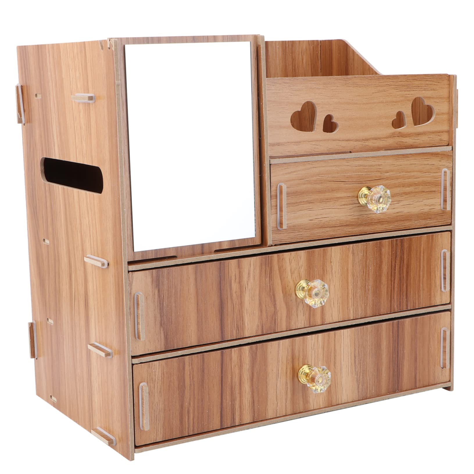 Boîte de Rangement à Tiroir pour Cosmétiques Marron en Bois