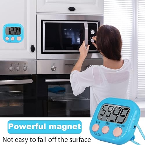 Miniatura 6 de 32 temporizadores de cocina digitales pequeños, temporizador de dígitos grandes, cronómetro magnético de cuenta regresiva, alarma fuerte, no incluye