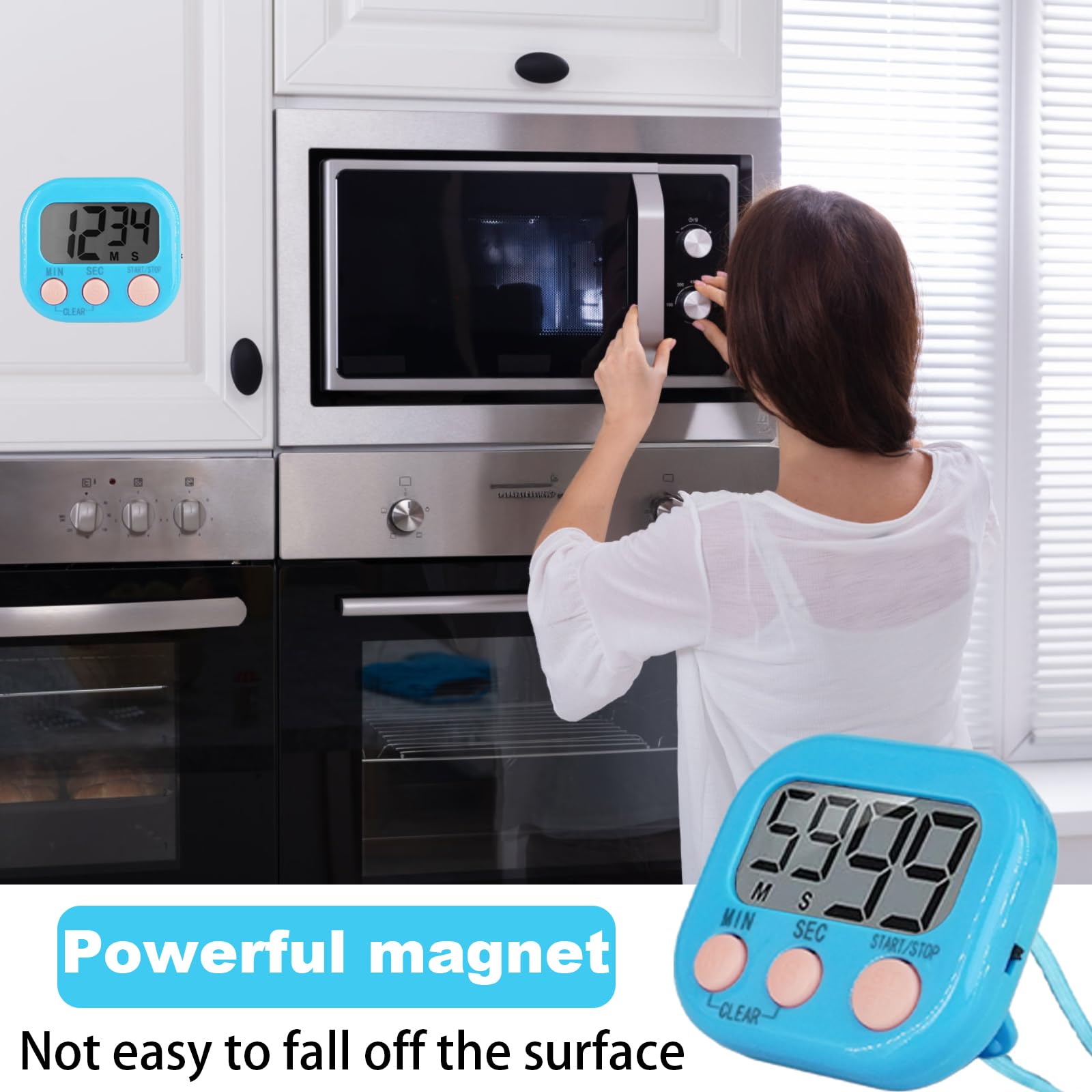 32 piccoli timer digitali da cucina con cifre grandi, timer magnetico, conto alla rovescia, cronometro, allarme forte, batteria non inclusa, per giochi sportivi, ufficio, cottura (8 colori)