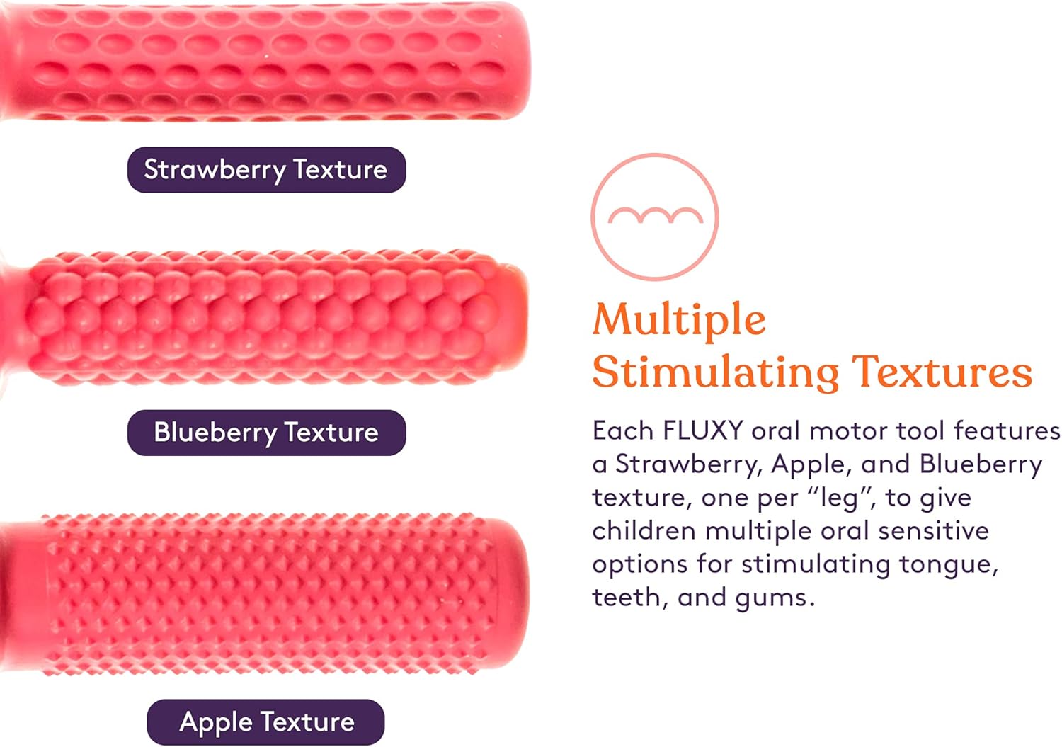 FLUXY Oral Motor Tool Therapy Sensory Motor Aid with 3 Unique Textures Red : Health & Household