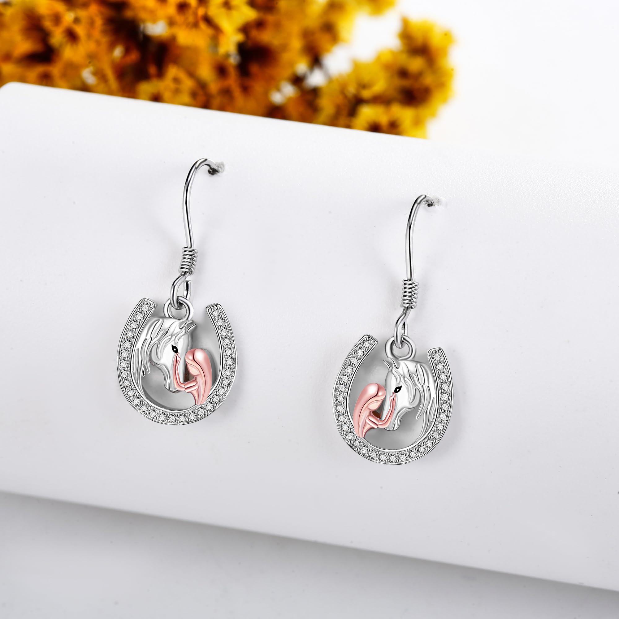 Hufeisen Ohrringe 925 Sterling Silber Pferde Ohrhänger Pferde Schmuck Geschenke für Damen Mädchen Pferdeliebhaber