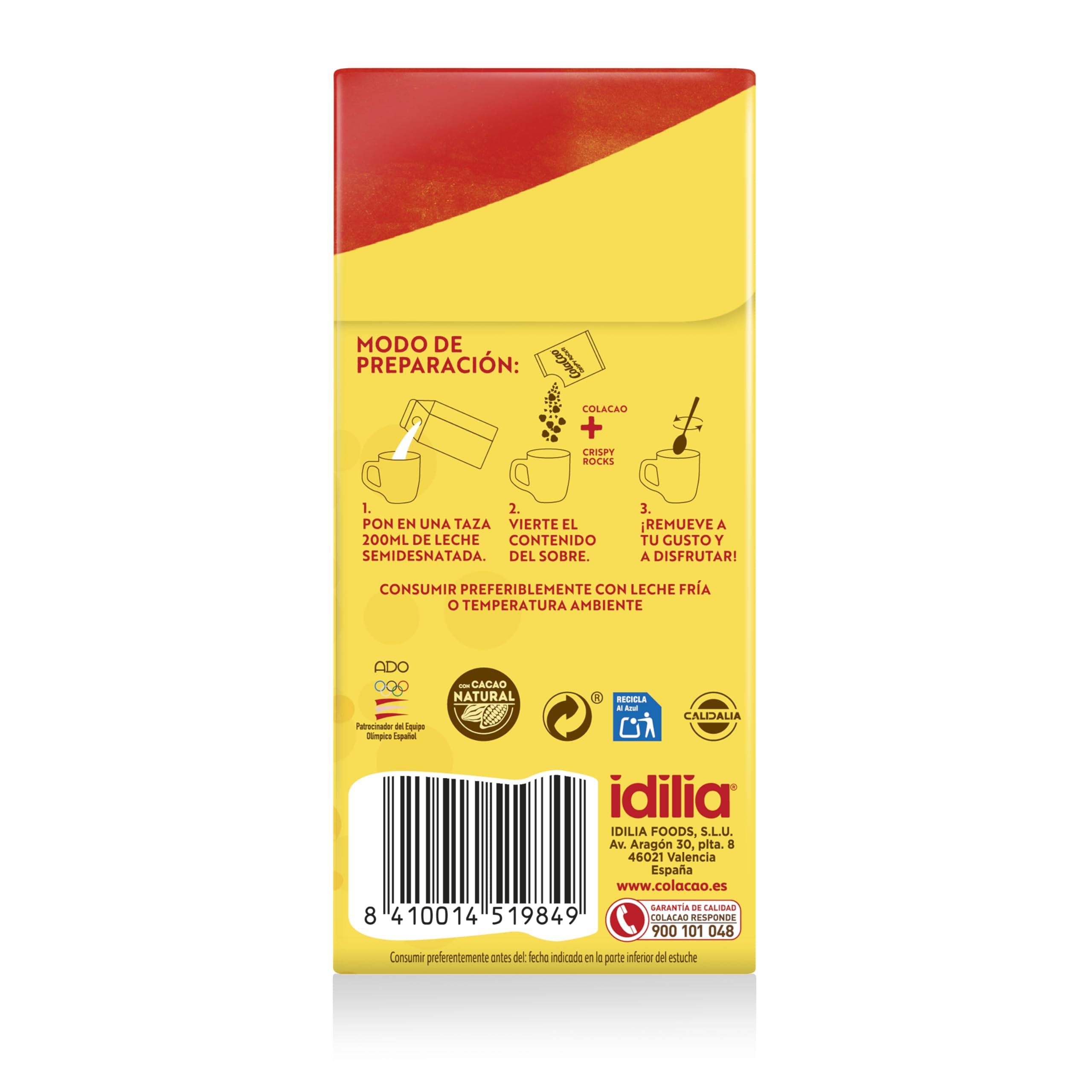 ColaCao Crispy Rocks, Cacao con Bolitas de Galleta Crujientes Recubiertas de Chocolate, 6 Sobres Individuales, 132 g