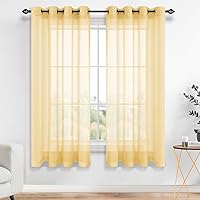 Vista 15 de Cortinas traslúcidas terracota de 84 pulgadas de largo para sala de estar y dormitorio, con ojales, estilo bohemio, aireadas, transparentes, de lino