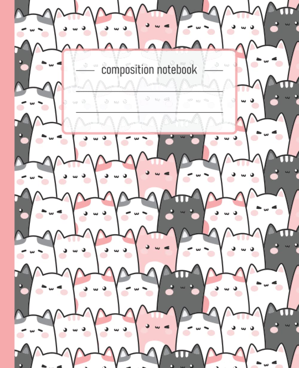 Cute Pink Pastel Chubby Cat Composition Notebook: Ideal for Notes and Journal, 200 Numbered Wide Ruled Pages With Index (7.5x9.25)