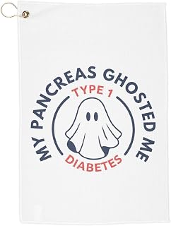 Funny Diabetic Golf Towel – Type 1 Diabetic, My Pancreas Ghosted Me | Ghost Graphic, Diabetes Awareness Gift, Type 1 Warriors