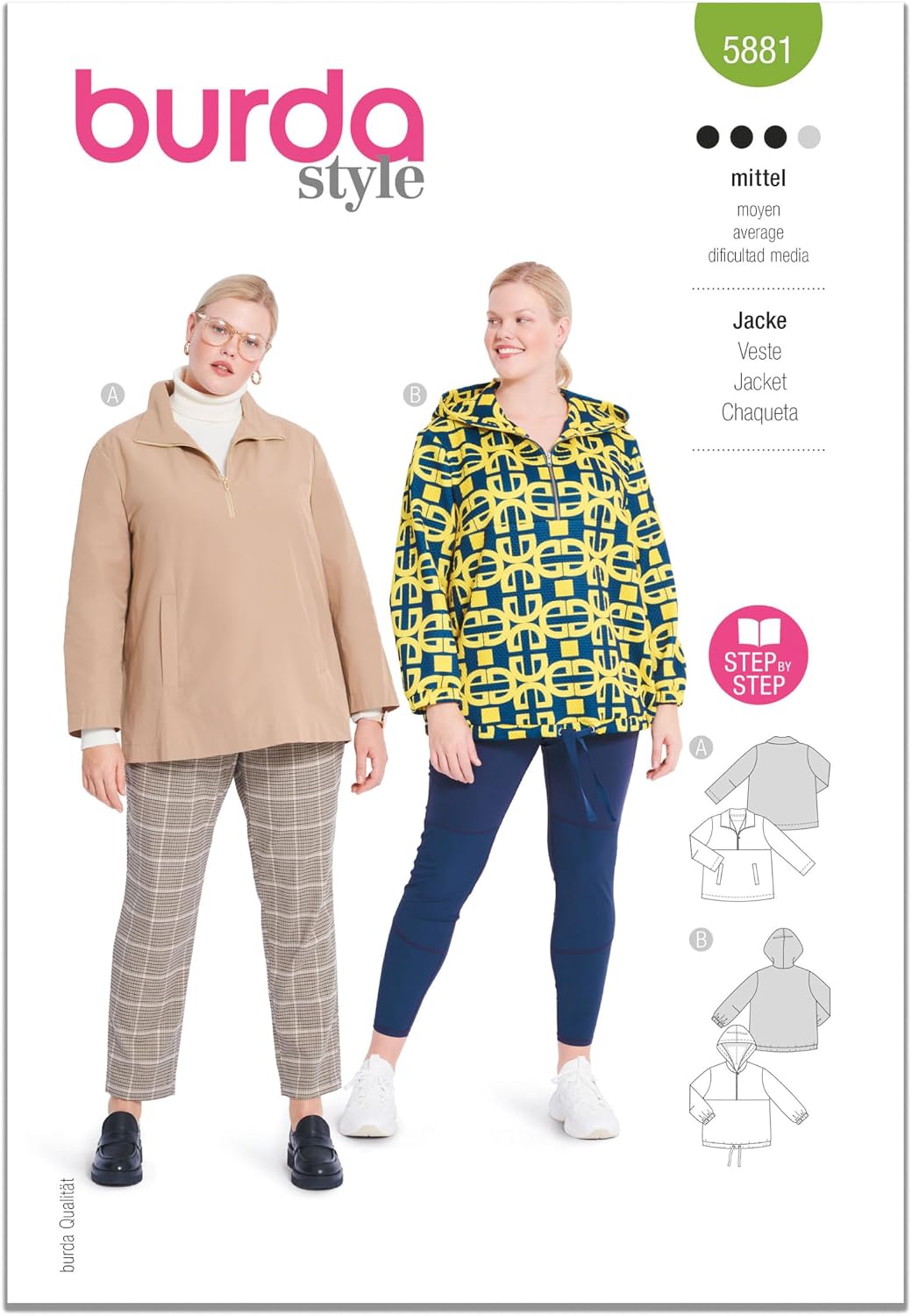 Burda Style X05881BURDA Misses' Casual Jacket Sewing Pattern Packet, Design Code B5881, Sizes 18-28 (44-54)