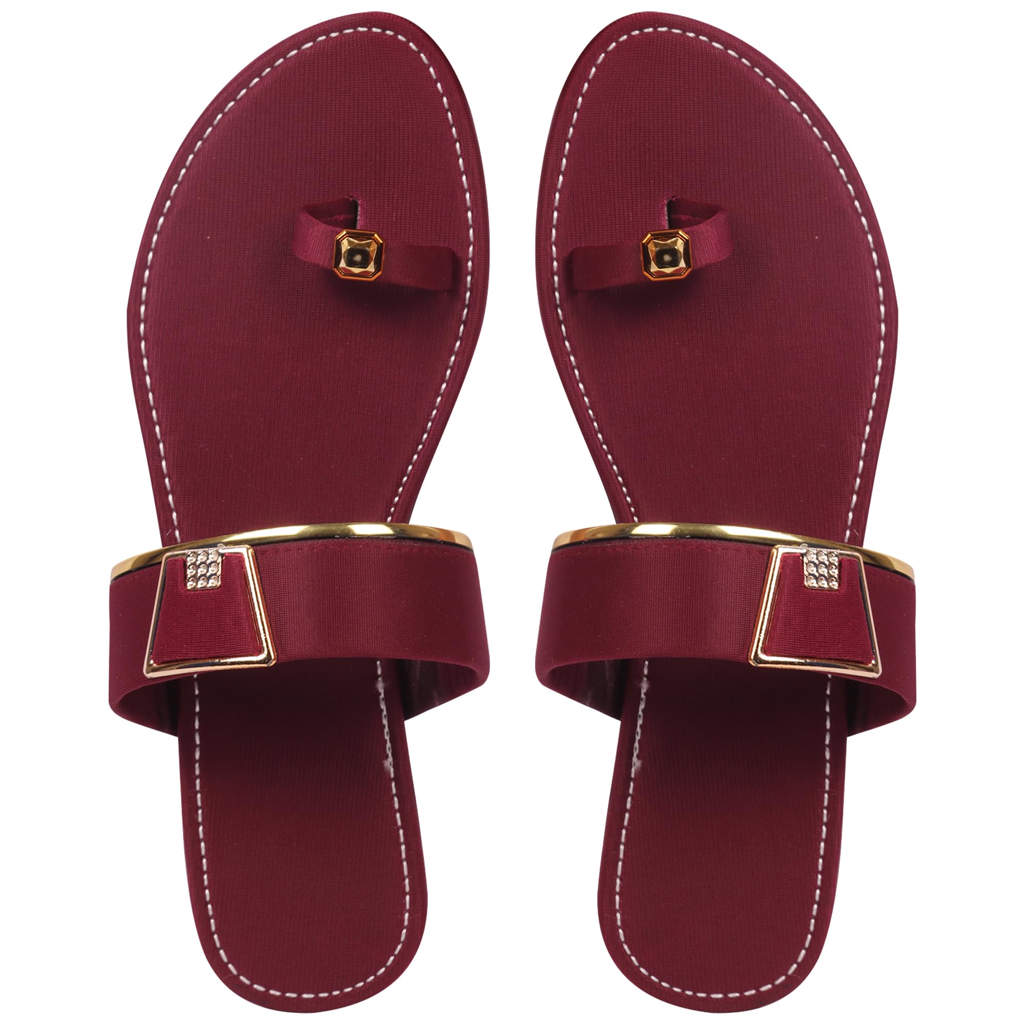 ™ Womens Embellished Flat Toe Ring Sandals Stylish Party and Casual Wear Slippers-image-28