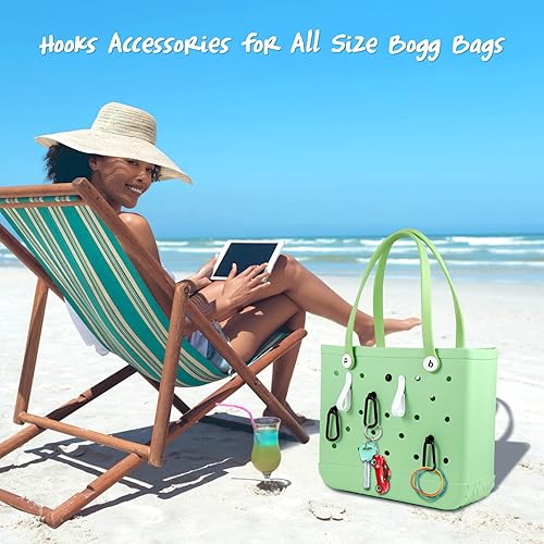 Miniatura 2 de 10 piezas de ganchos de inserción accesorios para bolsa Bogg, dijes duraderos para llaves y mosquetón, compatible con bolsas de goma para la playa