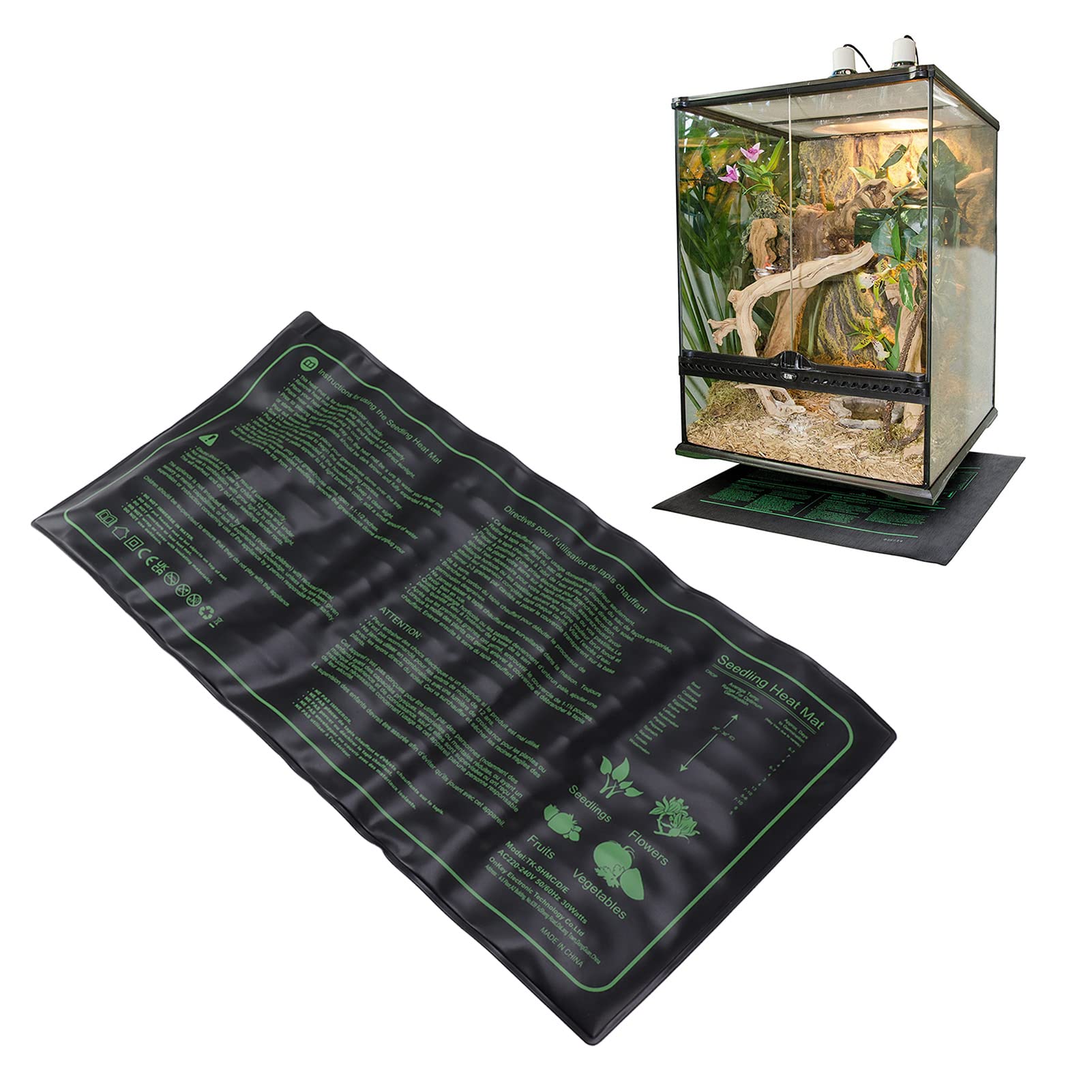 Zerodis Coussin Chauffant pour Semis, Contrôleur de Thermostat pour Tapis Chauffant étanche IP67 en PVC pour Plantes (Prise UE 220 à 240V)