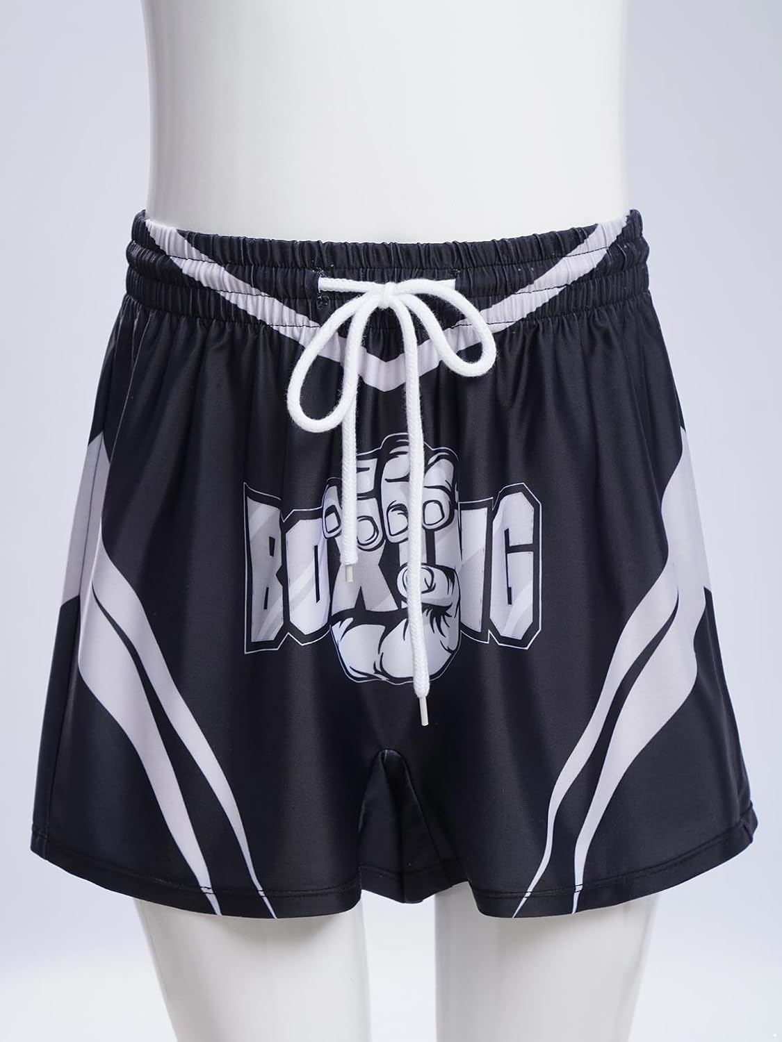 TiaoBug Kids Boys Boxing Shorts Kickboxing Muay Thai Shorts Color Block Letter Printed BJJ Grappling Bottoms
