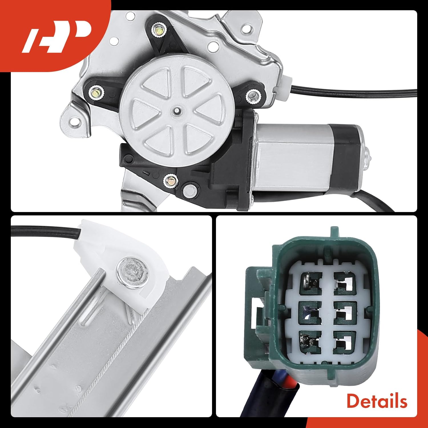 A-Premium Electric Power Window Regulator with 2-Pin Motor Compatible with Infiniti G25 2011-2012 G35 2007-2008 G37 2009-2013 Q40 2015 Rear Left Driver Side