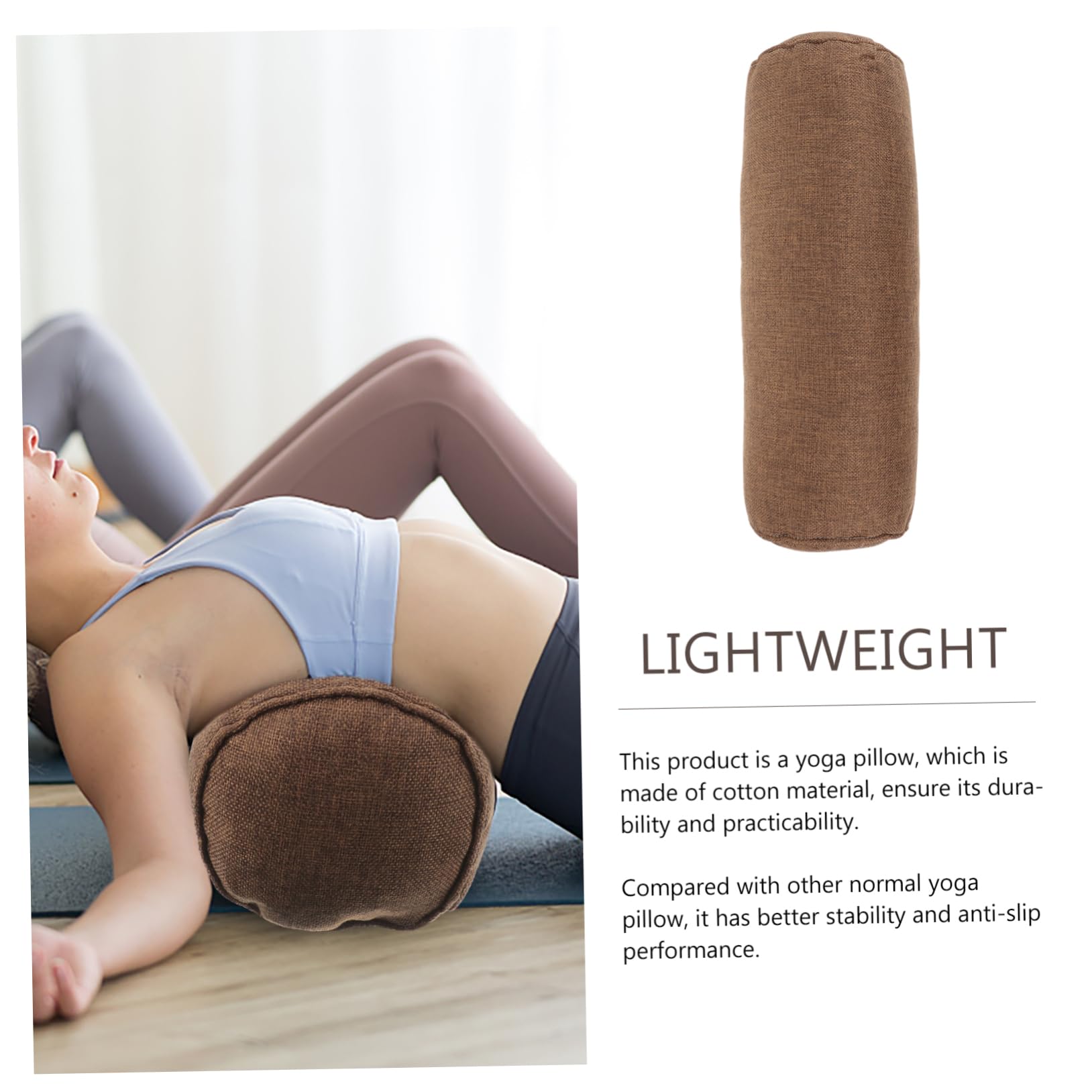 BESPORTBLE Cuscino Yoga Meditazione in Cotone e Lino a Forma Cilindrica, Versatile e Comodo Supporto per Yoga e Cuscino per Piedi