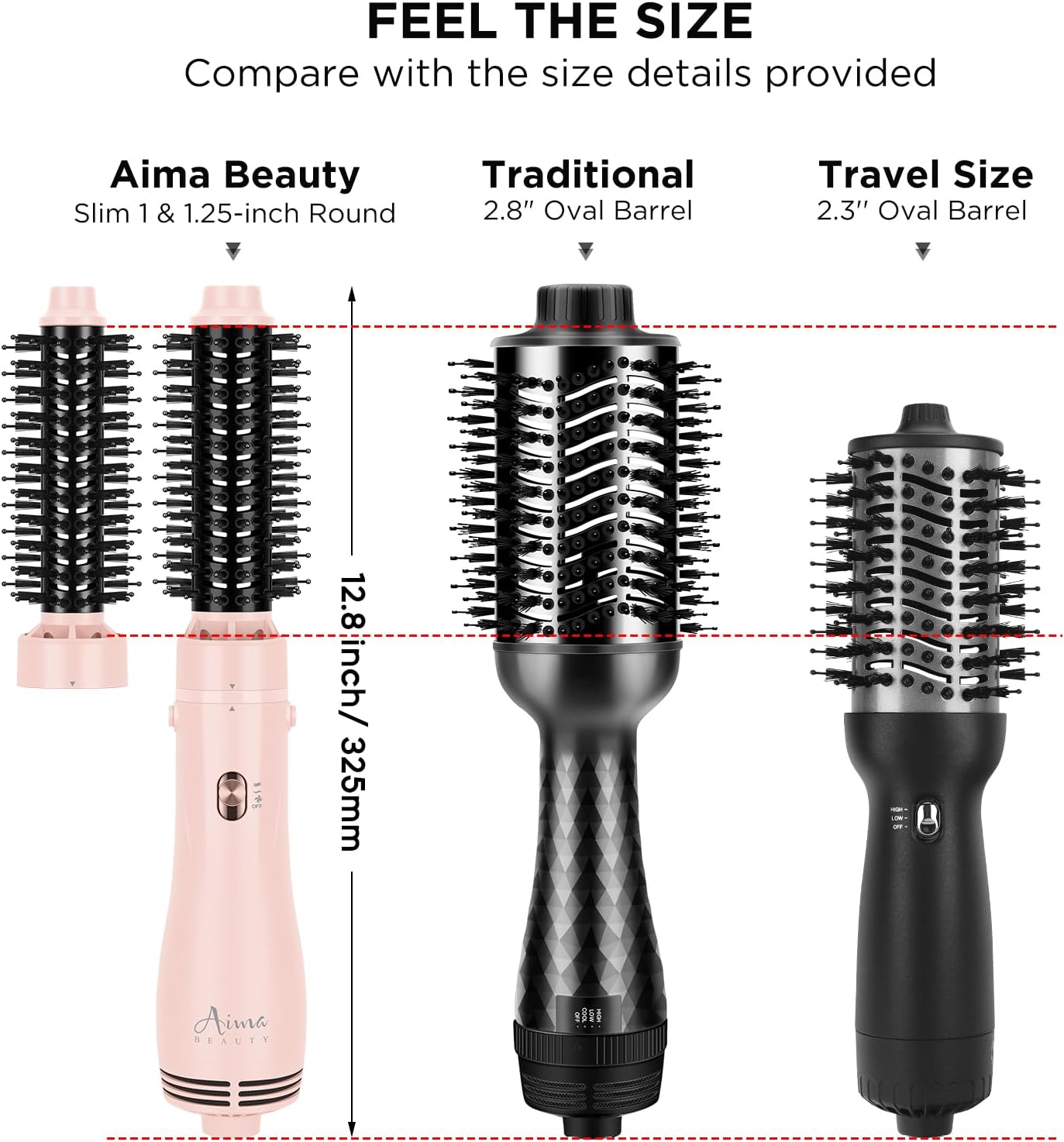 Hair Dryer Brush Blow Dryer Brush in one, Aima Beauty 1" & 1.25" Round Brush Blow Dryer Ionic Hot Air Brush Styler Volumizer with Ceramic Coating & Tufted Bristles for Smooth and Shiny Blowout, Pink