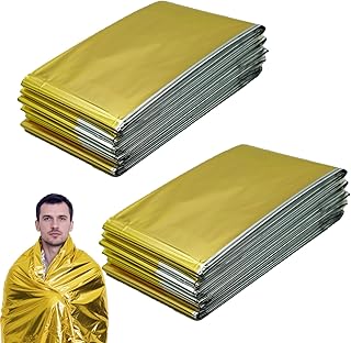 RLXMARTD 2 PCS Extra Large Size Emergency Foil Blanket,Rescue blankets, 210 x 160 cm,Survival Blankets for Marathon,Outdoor,Hiking, Survival or First Aid