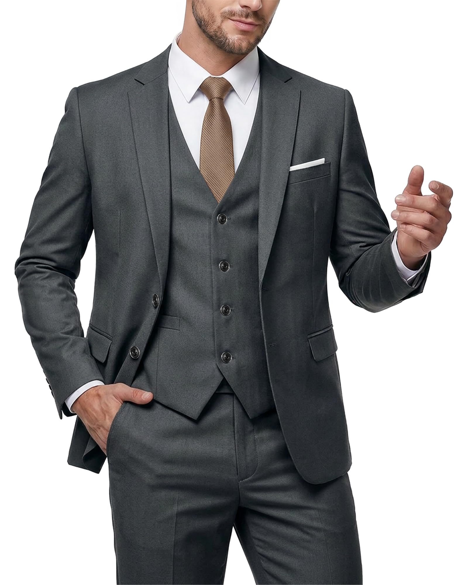 MY'S Herren My's Men's 3 Piece Suit Set Business-Anzug Hosen-Set (3er Pack)