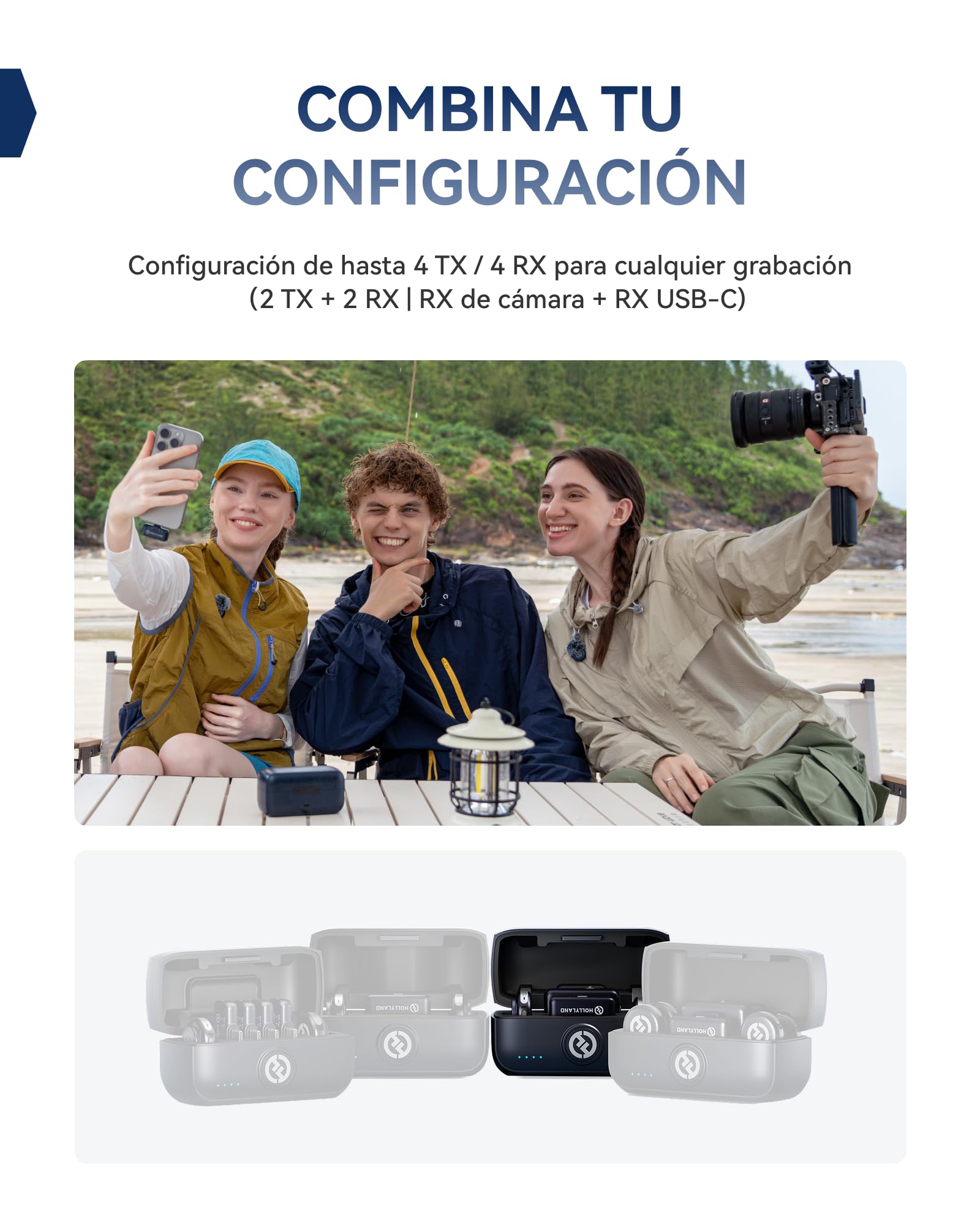 Hollyland Lark M3 (2TX+Camera RX+USB-C RX) Microfono Wireless