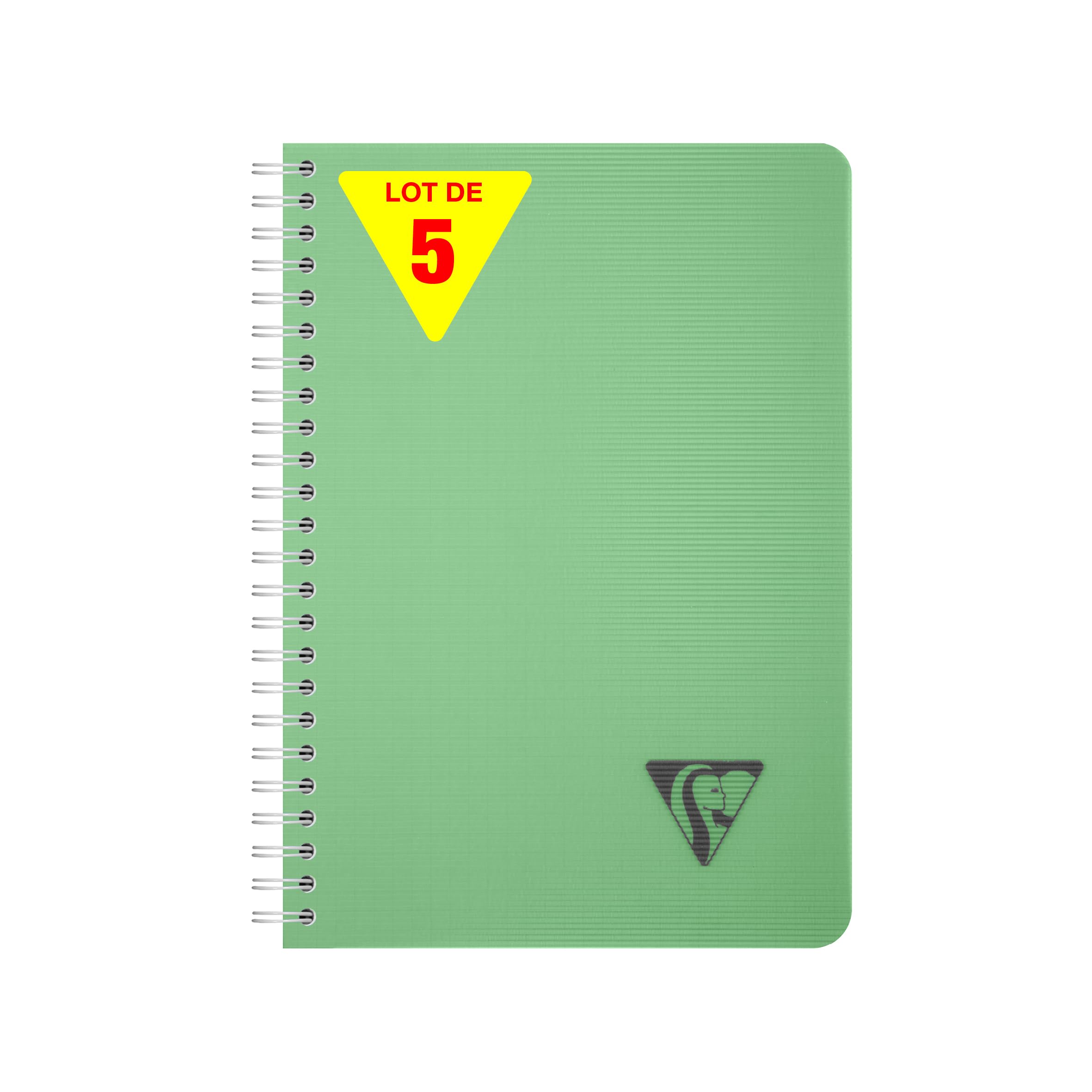 Clairefontaine 327501CPack LiniColour ESSENCE Set of 5 Spiral Notebooks A5 14,8x21cm - 180 Small Squares Pages White Paper 90g Clear Polypro Cover - Sage Green