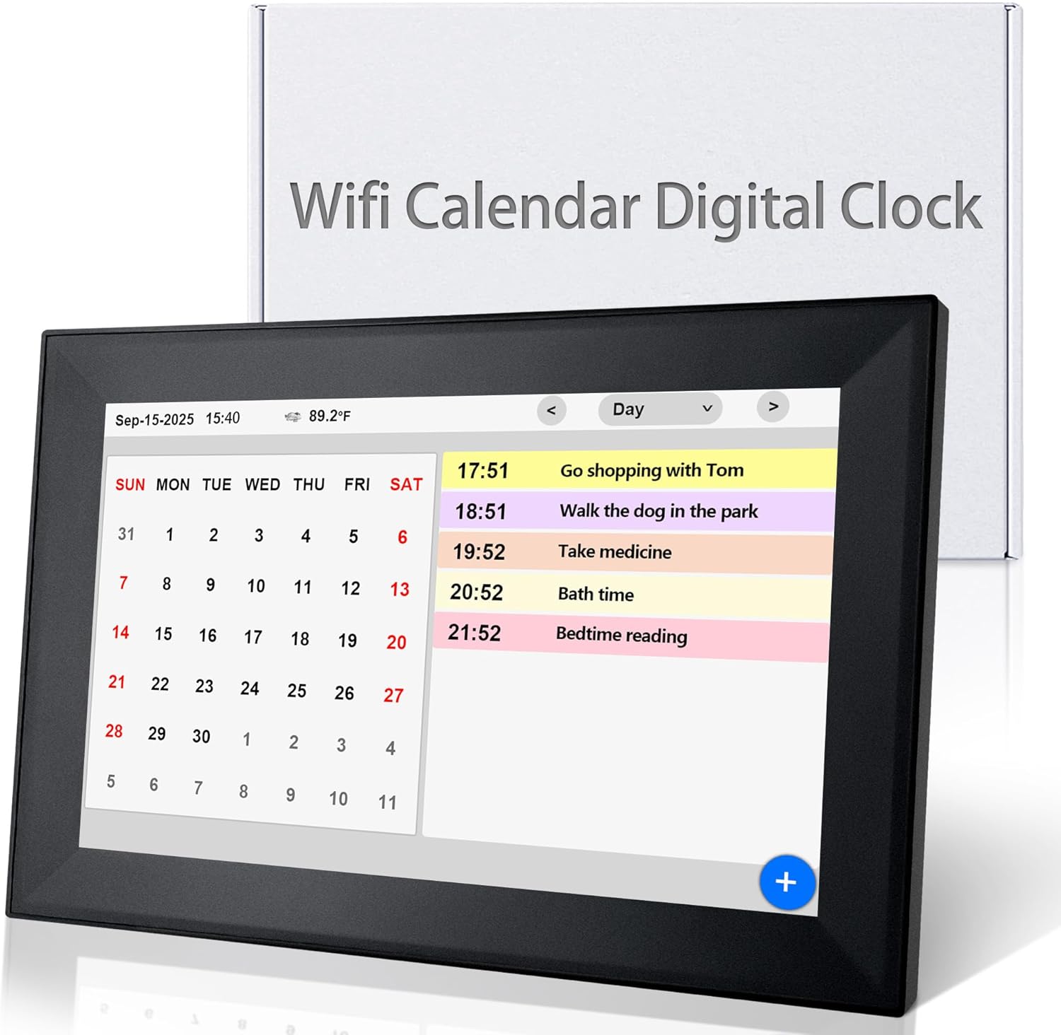 WiFi 10.1インチ タッチスクリーンデジタル目覚まし時計、高齢者向け認知症時計 特大ディスプレイ カスタム64リマインダー&a