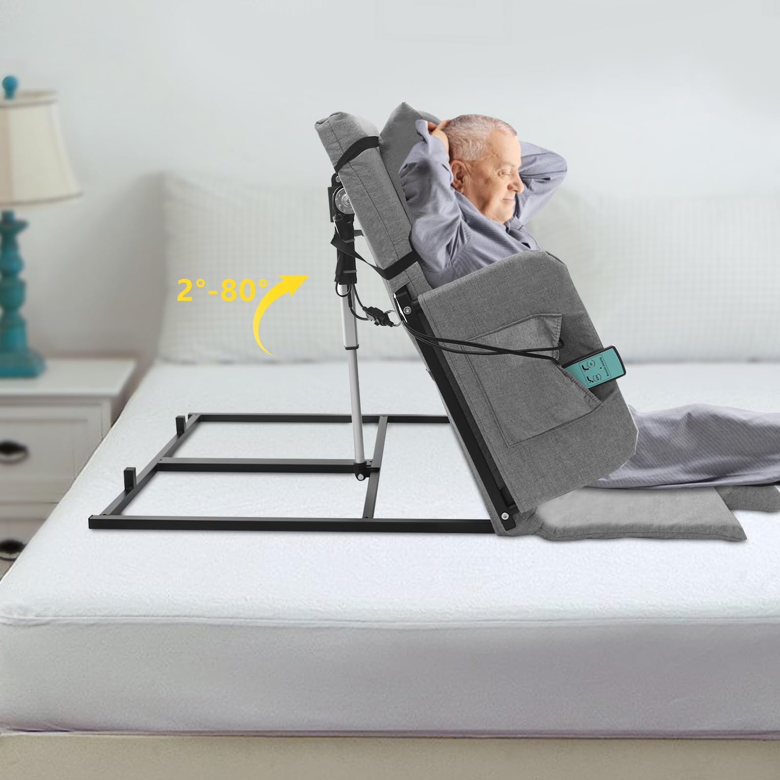Cama para personas mayores ajustable eléctricamente Cosy Lift para levantarse de la cama, respaldo ajustable con mando a distancia, adecuado para cama de cuidado doble