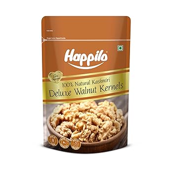 Happilo Deluxe 100% Clean and Natural Akhrot 200g | Walnuts without Shell | Natural Kashmiri Walnut Kernels | | Rich in Protein, Iron & Antioxidants | Premium Akhrot | Rich Source of Omega-3 - image, photos