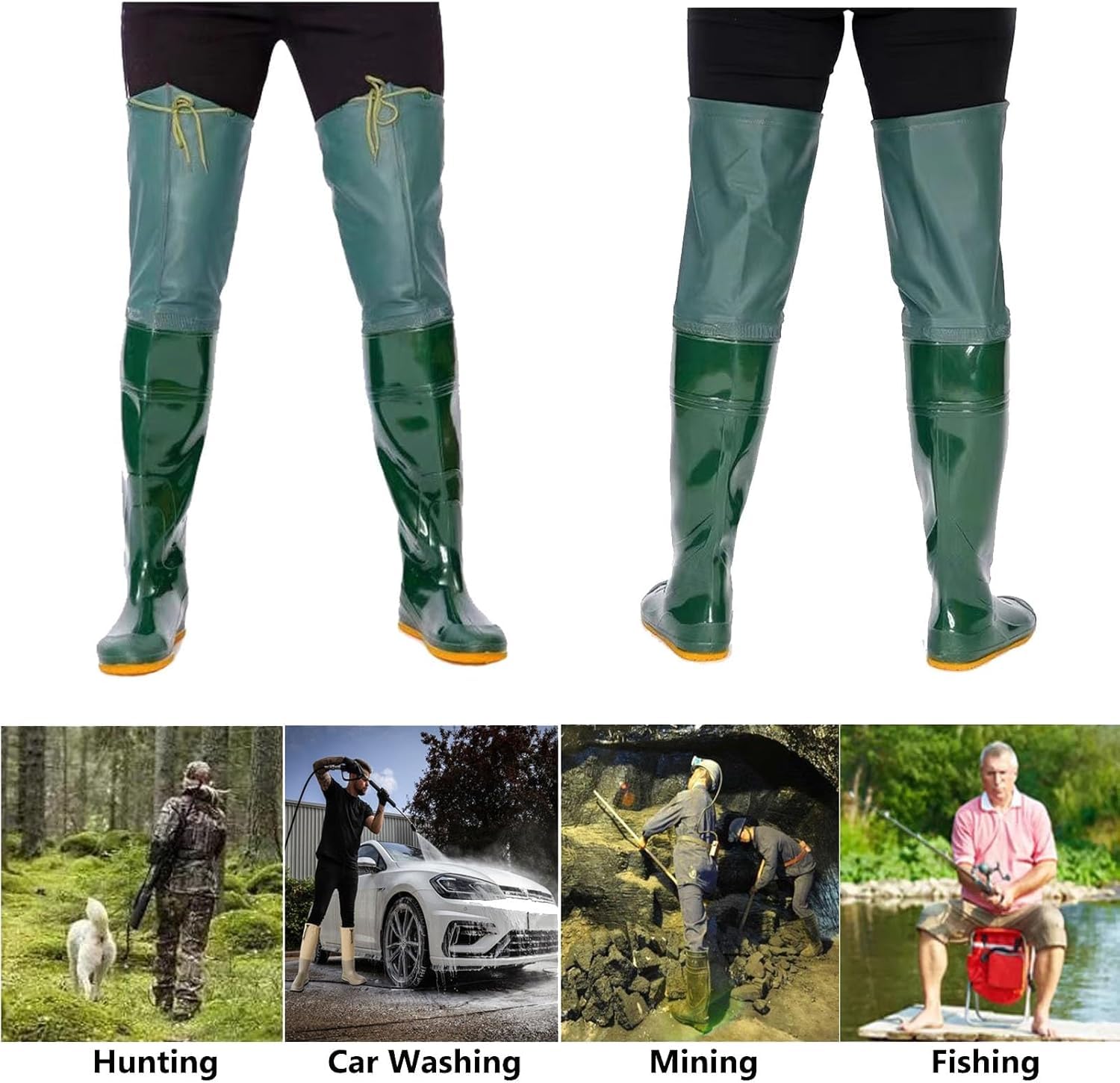 Wędkarskie wodery biodrowe Lekkie buty do brodzenia z regulowanym ściągaczem, myśliwskie buty biodrowe do łowienia ryb w stawach i błocie(6)