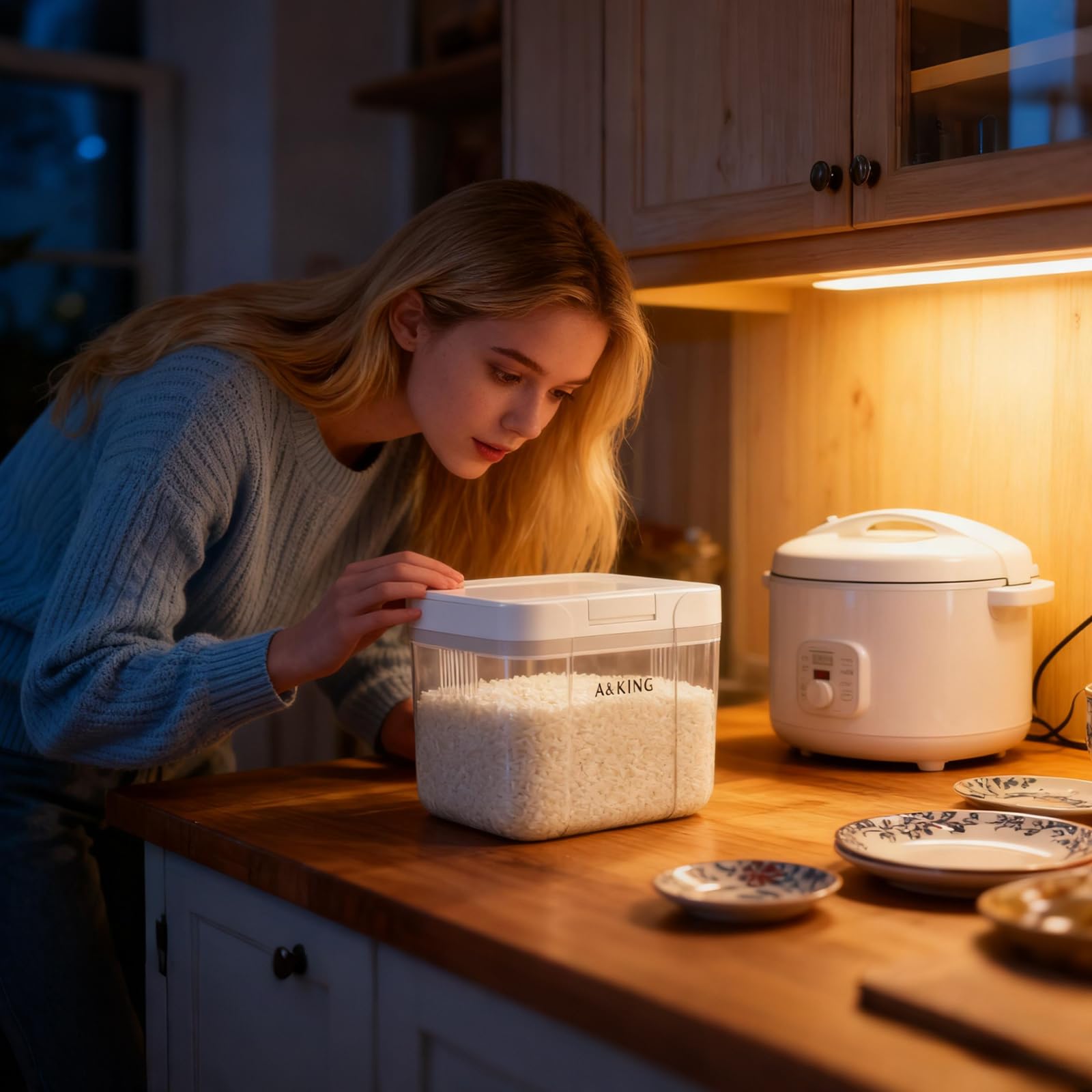 2,9 L Recipientes Herméticos para Alimentos, Caja de Almacenamiento Tapa a Presión con Cuchara Medidora en PET de Grado Alimenticio,Dosificador Detergente Lavadora