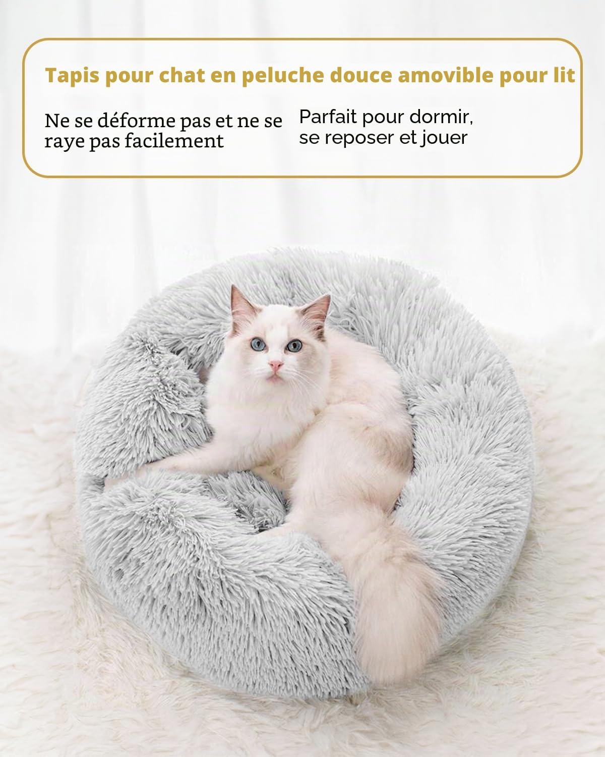 Odoland Tunnel Chat avec lit Coussin, Multifonctionnel Tunnel pour Chat Donut Interieur avec Jouets-Gris