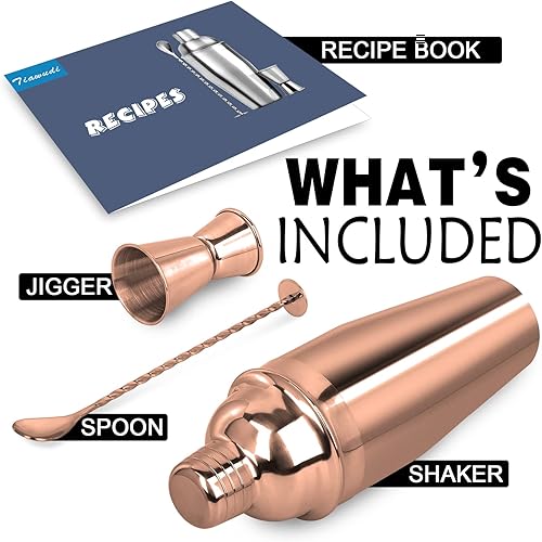 Miniatura 2 de Juego de coctelera grande de 24 onzas, mezcladora de martini de acero inoxidable 188 con colador integrado, jigger medidor y cuchara mezcladora,