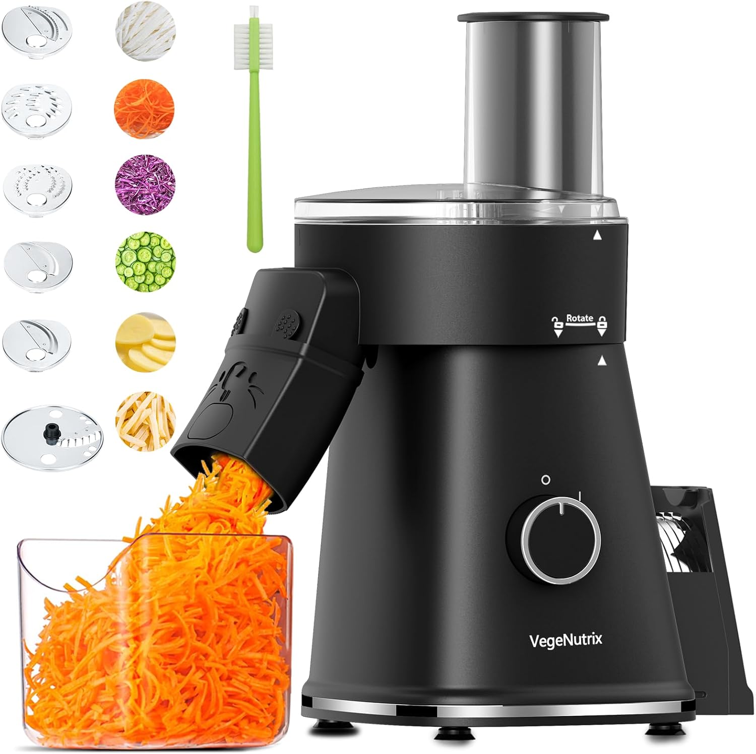 Rallador Eléctrico para Queso y Verduras, 6 en 1