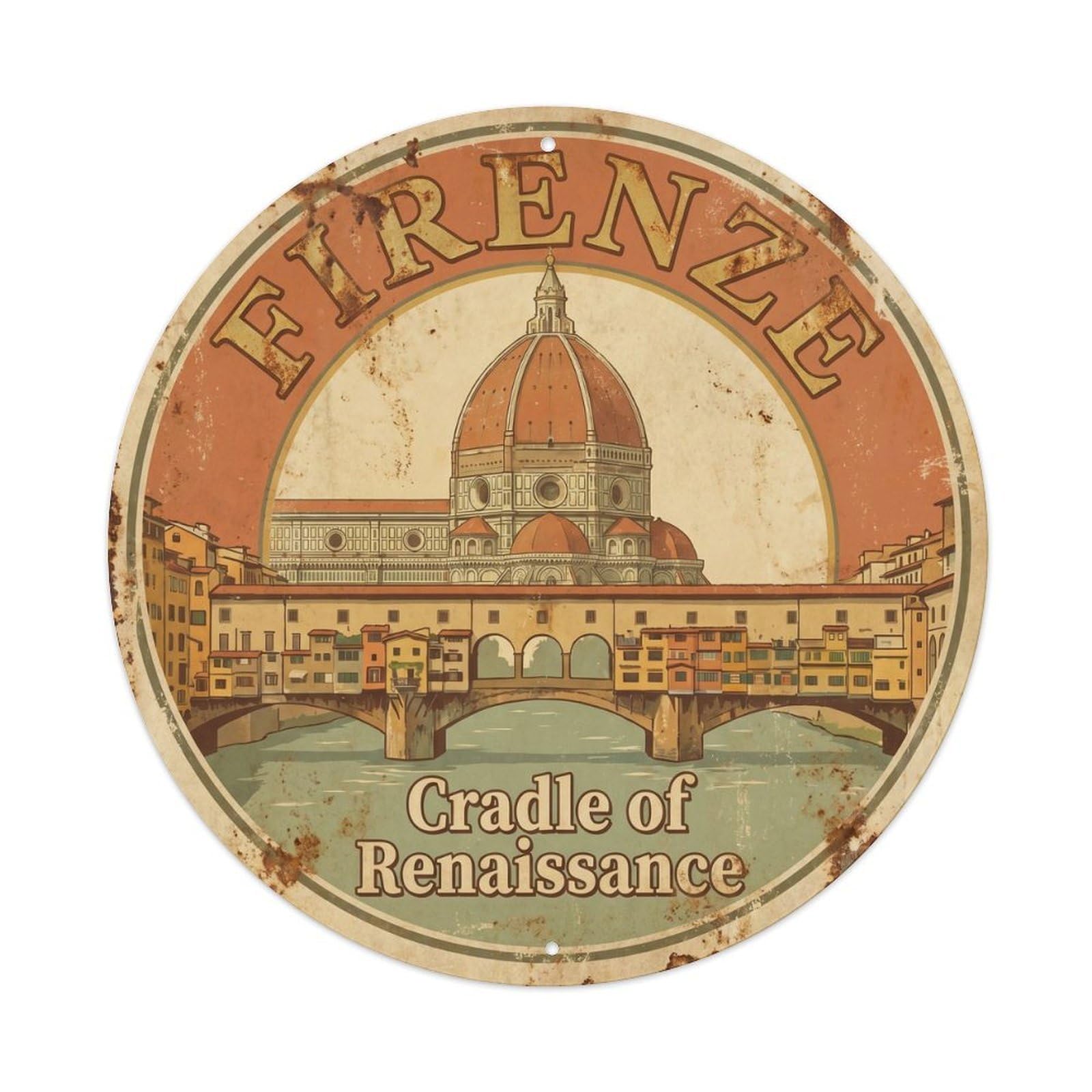Vintage Travel Florence Duomo Cathedral 2 Metal Tin Sign Plaque