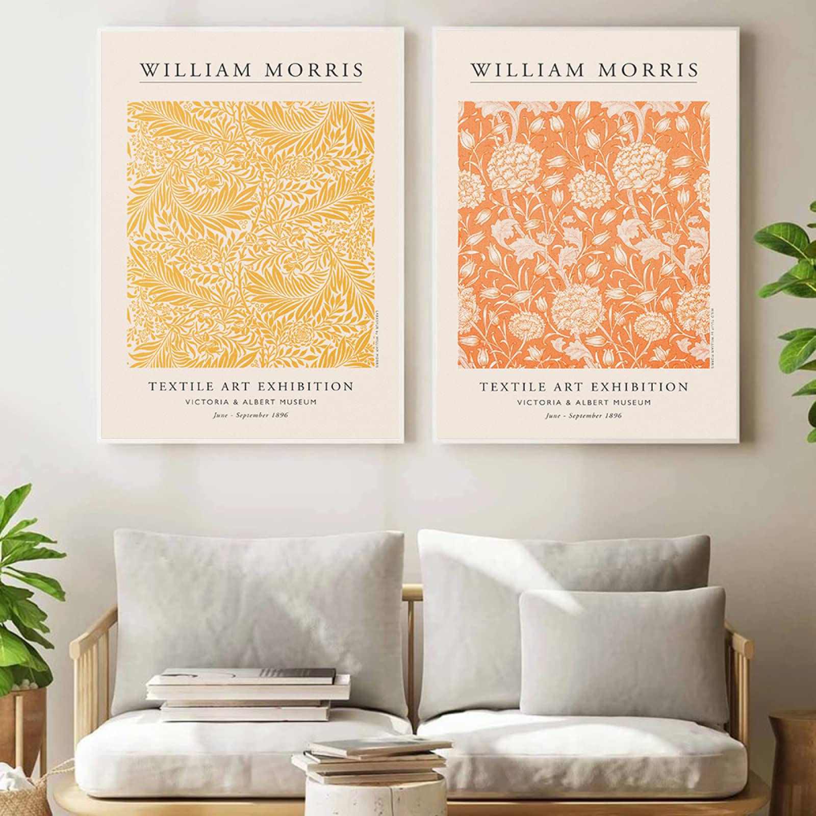 Toile Imprimée Orange Larkspur De William Morris - Décoration Murale Moderne 40x60 Cm - Cadrée Ou Non