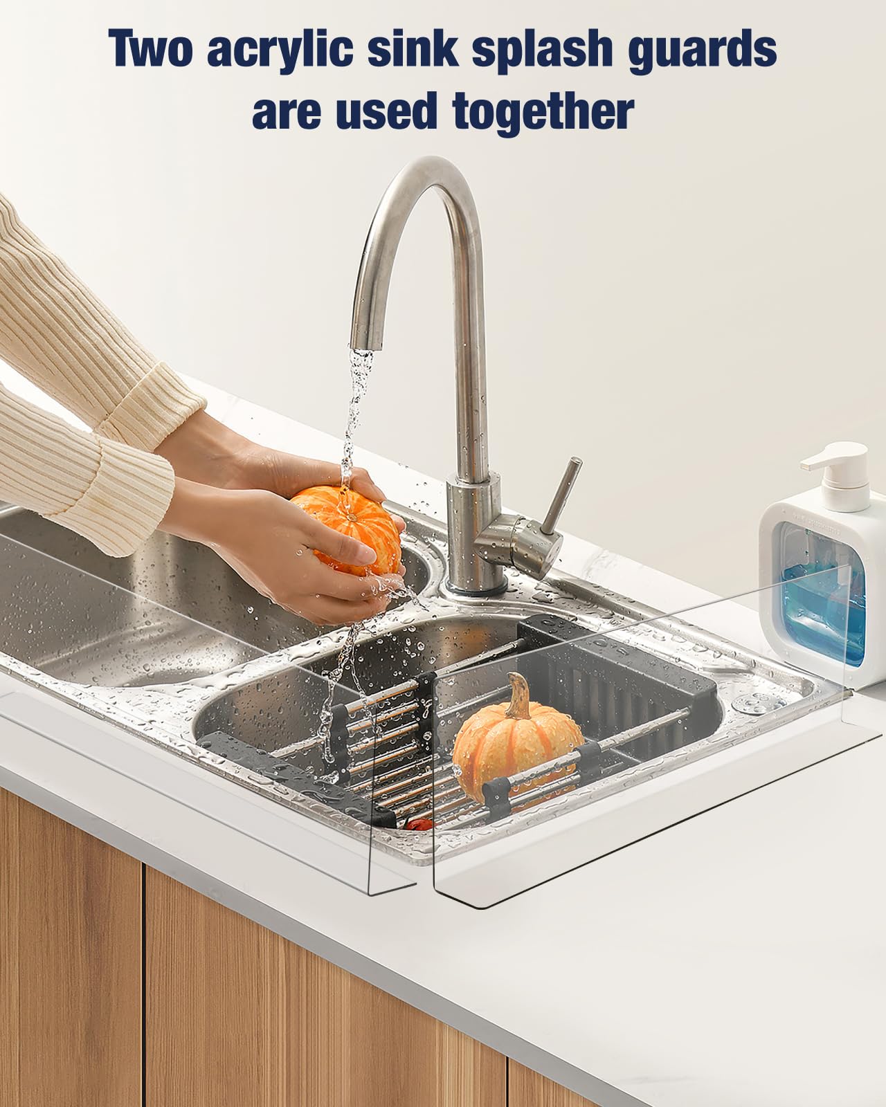 Protector de salpicaduras de acrílico para fregadero, altamente transparente, para isla de cocina y baño (23.6 pulgadas de largo x 1.6 pulgadas de ancho x 4.7 pulgadas de alto)