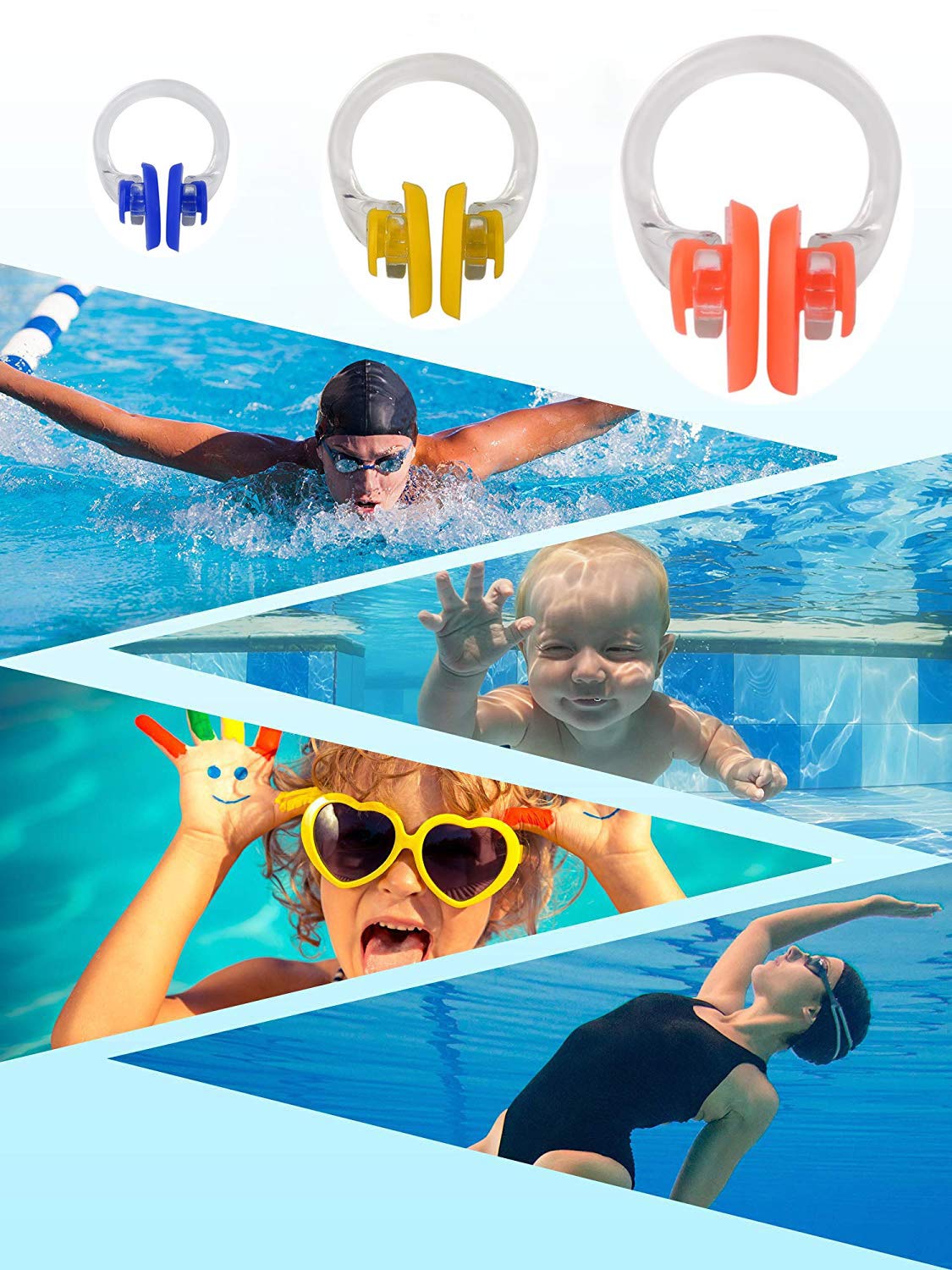 Minelife - 18 Pinzas de Nariz de Silicona para natación, Impermeable, Protector de Nariz para niños, Adultos, natación, Surf y Entrenamiento (6 Colores)