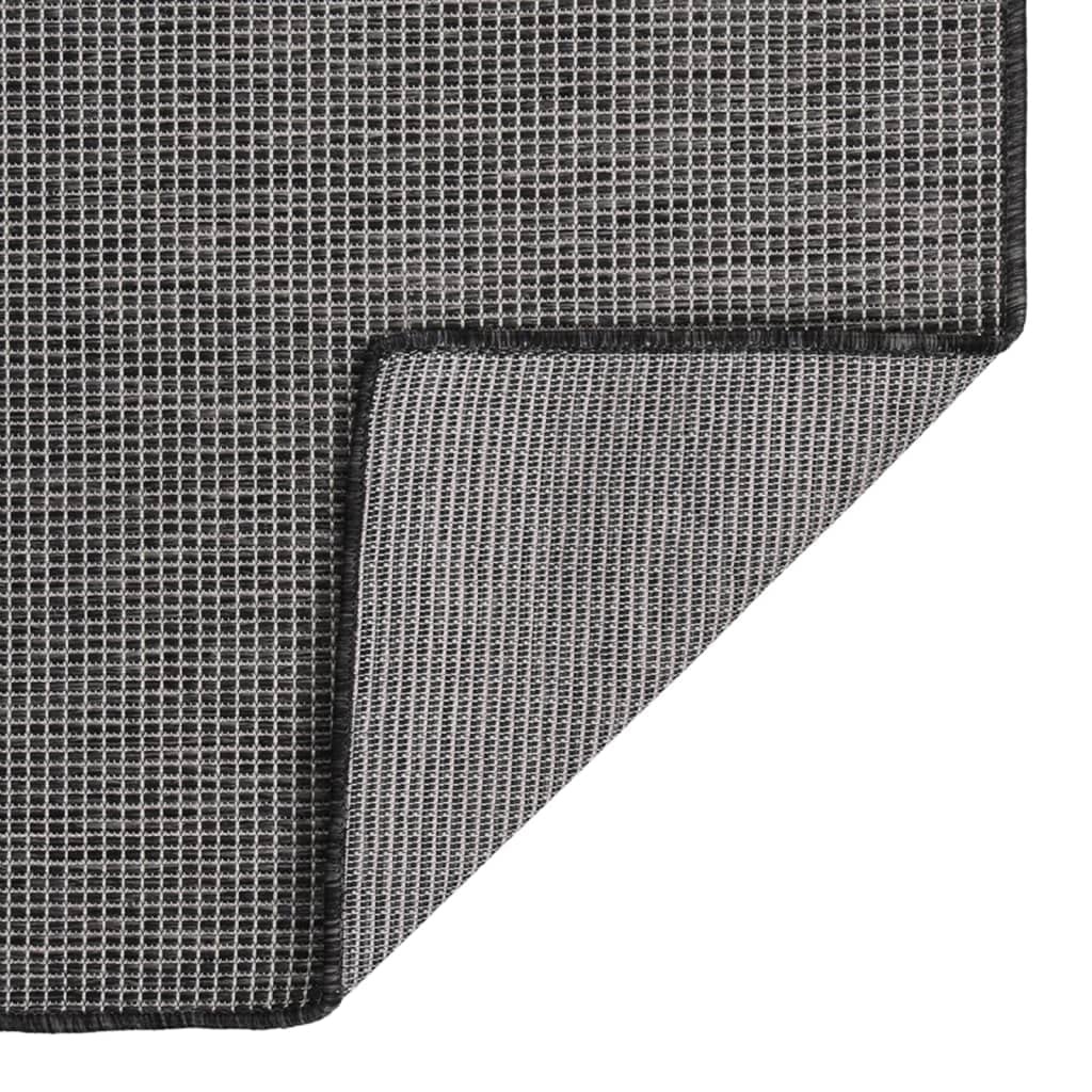 Tappeto piatto esterno in polipropilene, 80 x 150 cm, grigio | Tessitura piatta resistente per terrazza o balcone, rotolo