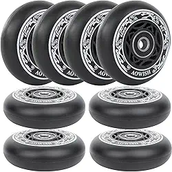 Pacote com 8 rodas de skate em linha de 68 mm para ambientes externos com fórmula de asfalto, lâminas agressivas, rodas de substituição de hóquei com rolamentos ABEC-9 e espaçadores flutuantes