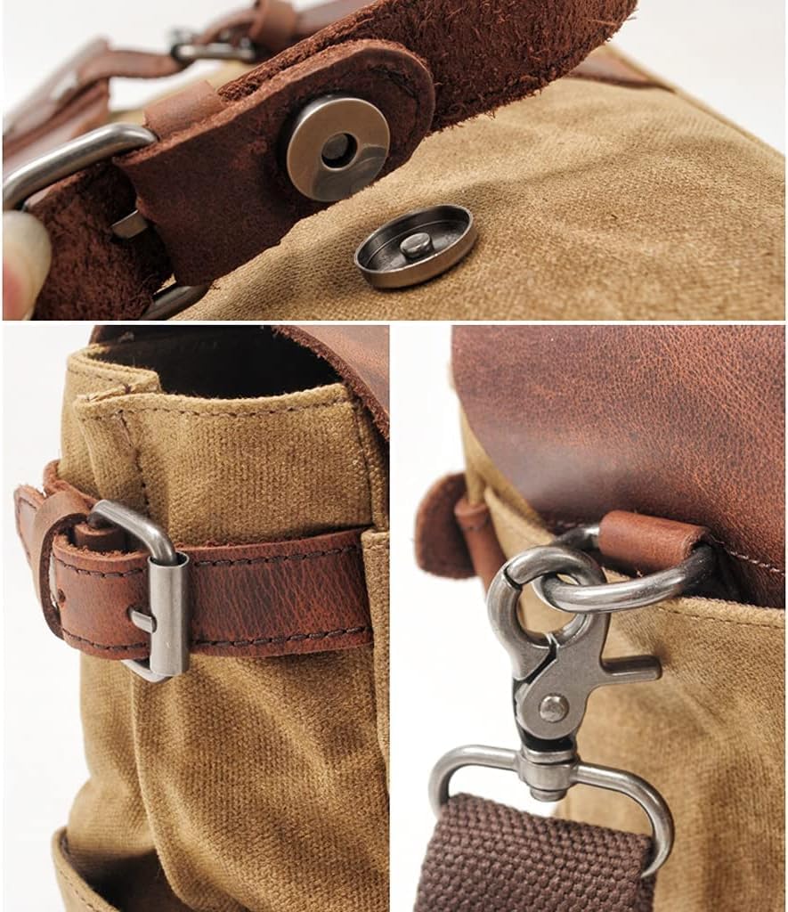 [JISJDFDTH] 財布14インチラップトップブリーフケースオイルワックスキャンバスコンバーチブルメッセンジャーバッグ青少年向け