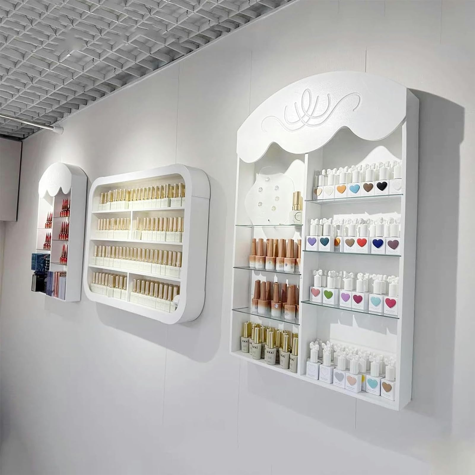 Organizador Esmaltes Uñas Pared Salón, Estante Rectangular Estación