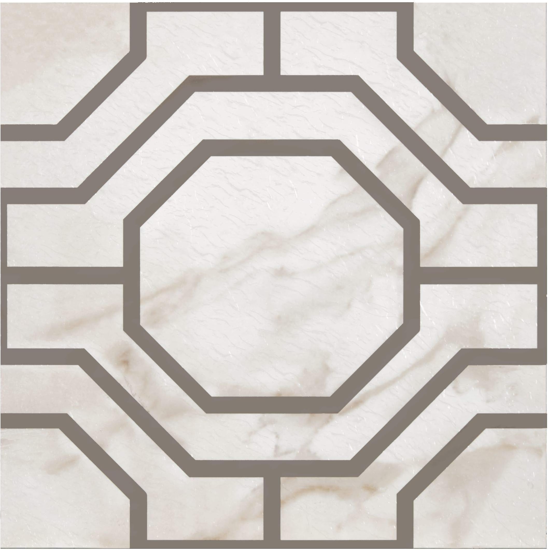 Achim Home Furnishings Retro Self Adhesive 12-Inch Vinyl Floor Tiles, 20 Tiles - 12" x 12", Marble Octagon Pattern - Peel & Stick, DIY Flooring for Kitchen, Dining Room, Bedrooms & Bathrooms by Decor