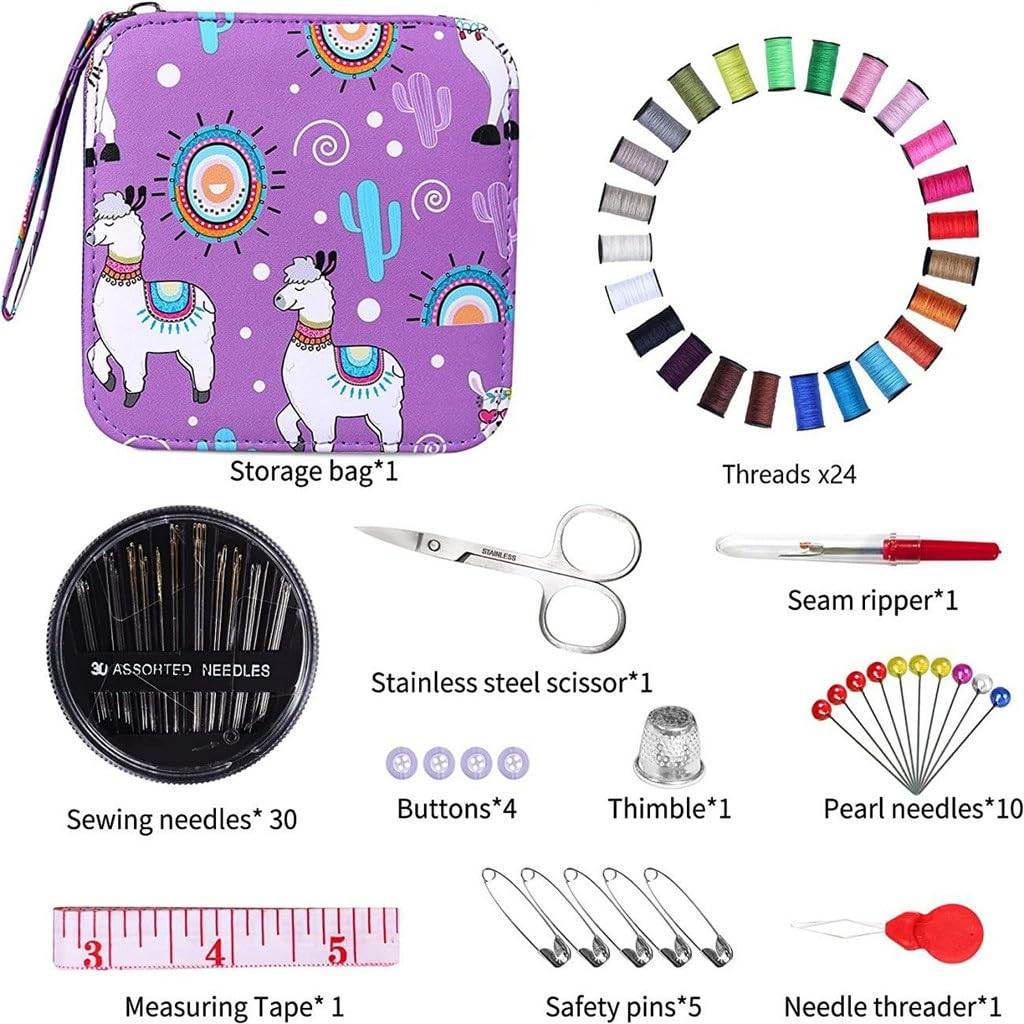 JFDBGU Kit de costura, juego de herramientas de costura DIY, caja de almacenamiento de línea multifuncional con aguja de camello, juego de 79 piezas