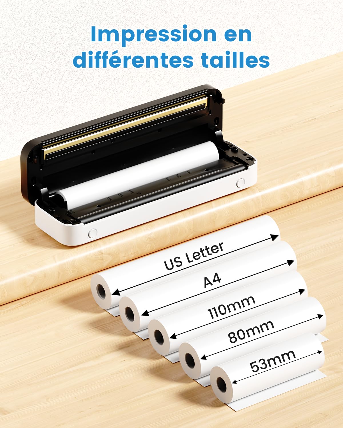 COLORWING M832 Imprimante Thermique A4 300 DPI Bluetooth Portable sans Encre