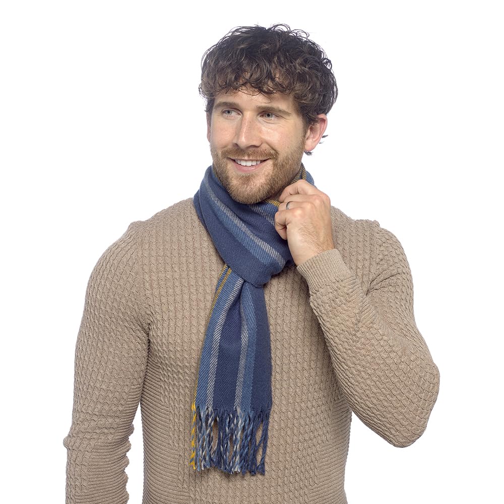 Undercover Mens Stripe Scarf GL1302 Blue/Yellow/Navy