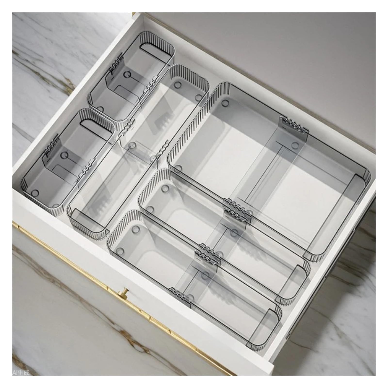 Organizzatore for cassetti espandibile Contenitori divisori modulari(L Gray)