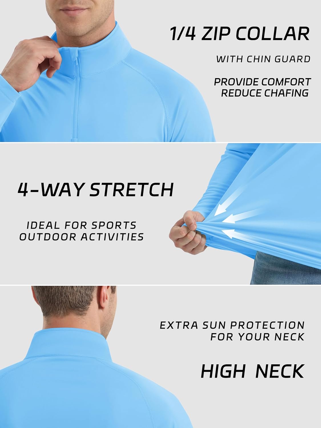 KEFITEVD Men's UPF 50+ Sun Protection Shirts Long Sleeve 1/4 Zip Up T-Shirt Quick Dry UV Fishing Running Rash Guard - Image 5
