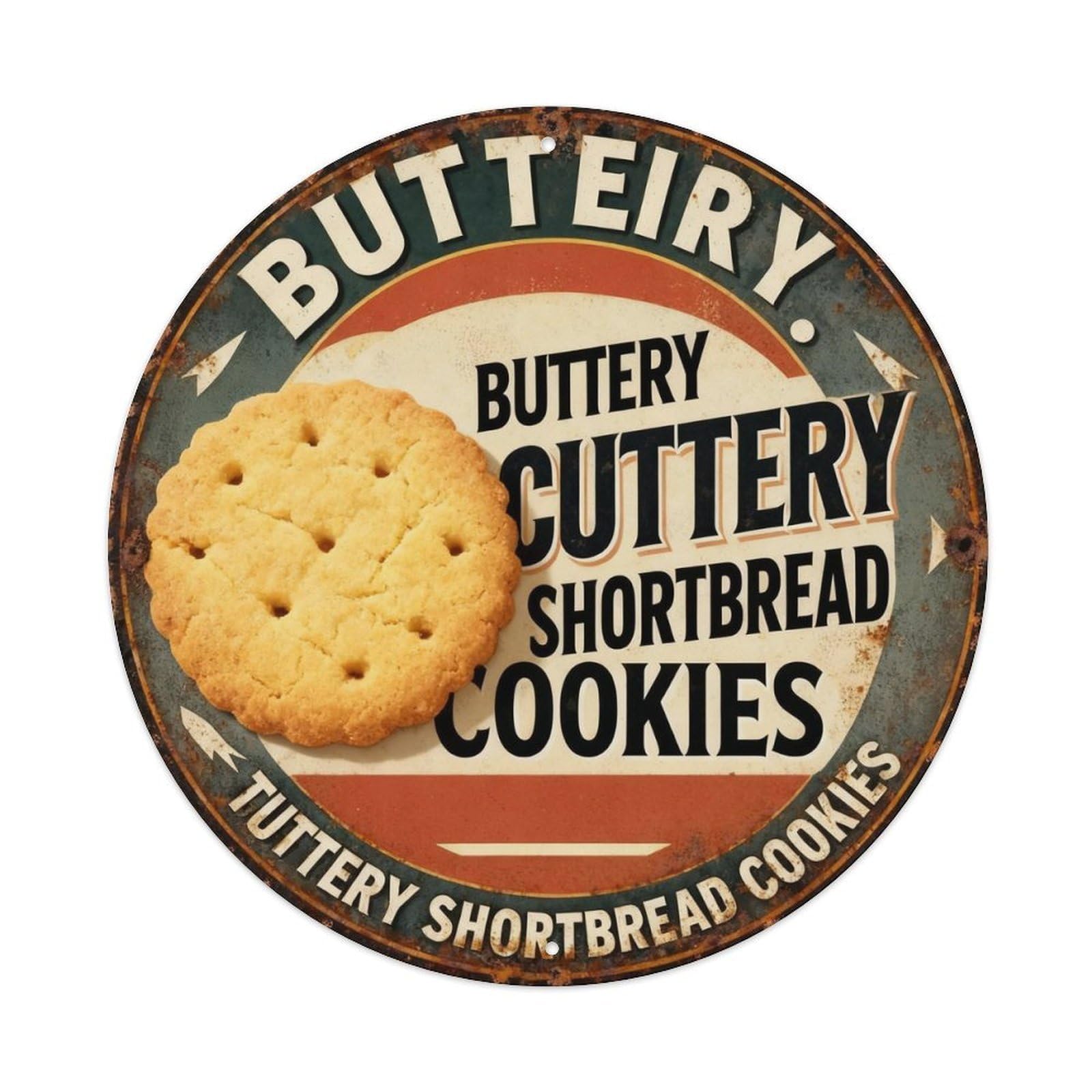 Buttery Shortbread Cookies Metal Tin Sign Plaque