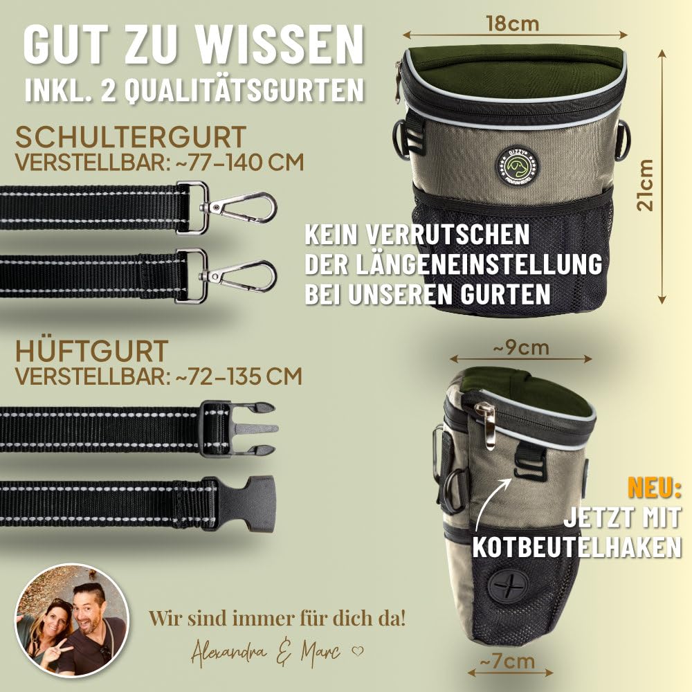 GIZZY® DAS ORIGINAL - Leckerlibeutel für Hunde - Innovative Einhand-Öffnung zur blitzschnellen Belohnung - Futterbeutel Hunde für Training & Welpenerziehung (Light-Gold)