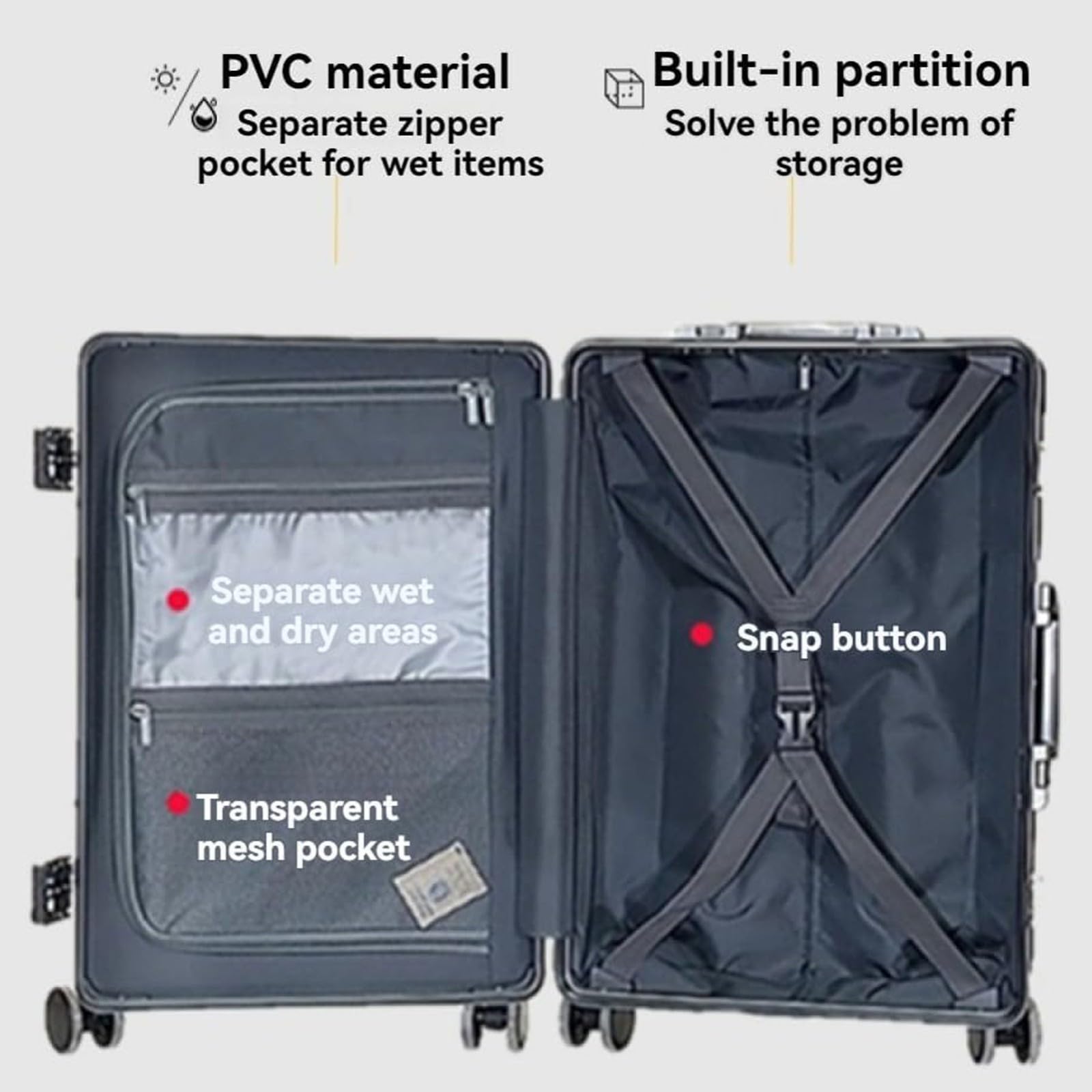 Equipaje de Mano con Bolsillo Frontal de 20"/24", Marco de Aluminio Laterales Rígidos, Maleta con Ruedas Giratorias y Cerradura TSA, con Puerto de Carga USB y Portavasos A,20inch