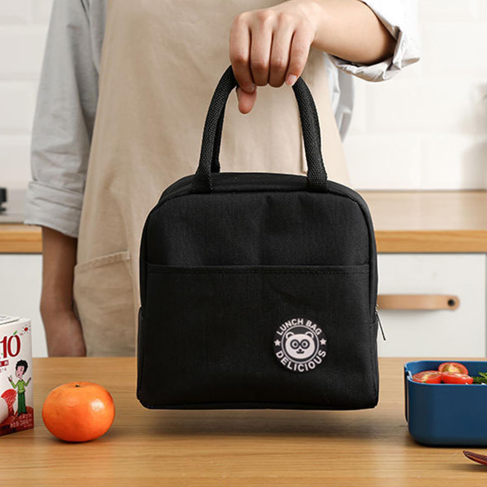 Set Da 2 Borse Termiche Isolate In Alluminio (Nero + Grigio) - Pieghevoli E Portatili Per Picnic, Ufficio, Scuola