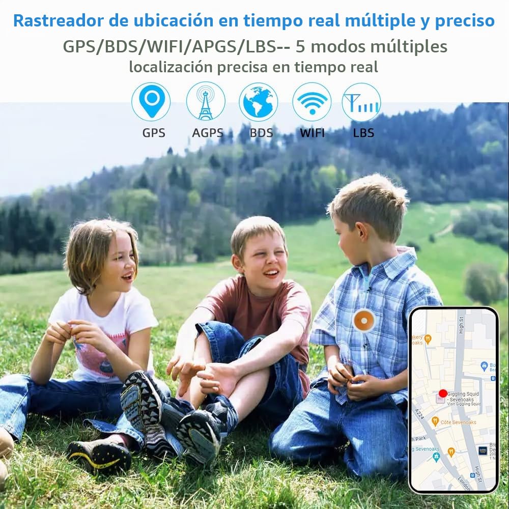 Jemora Localizador GPS 4G Colgante SOS Tracki Rastreador GPS para niños, Ancianos, Dispositivo de Seguimiento de vehículos Reproducción de 90 días GPS/BDS/WiFi/APGS/LBS IP67 Impermeable Rastreador en